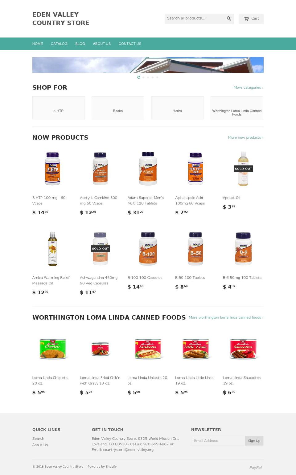 edenvalleycountrystore.org shopify website screenshot