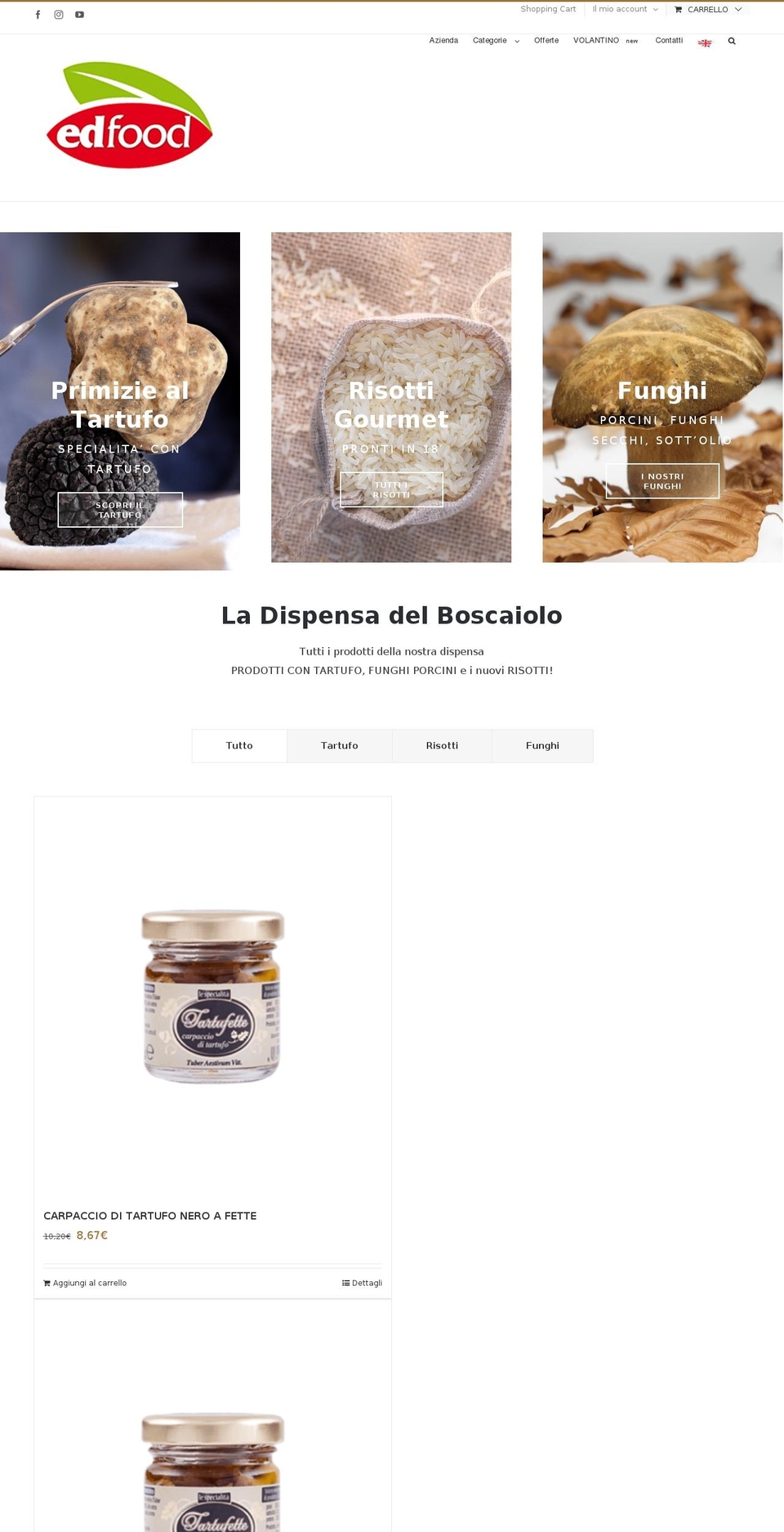 edfoodshop.it shopify website screenshot