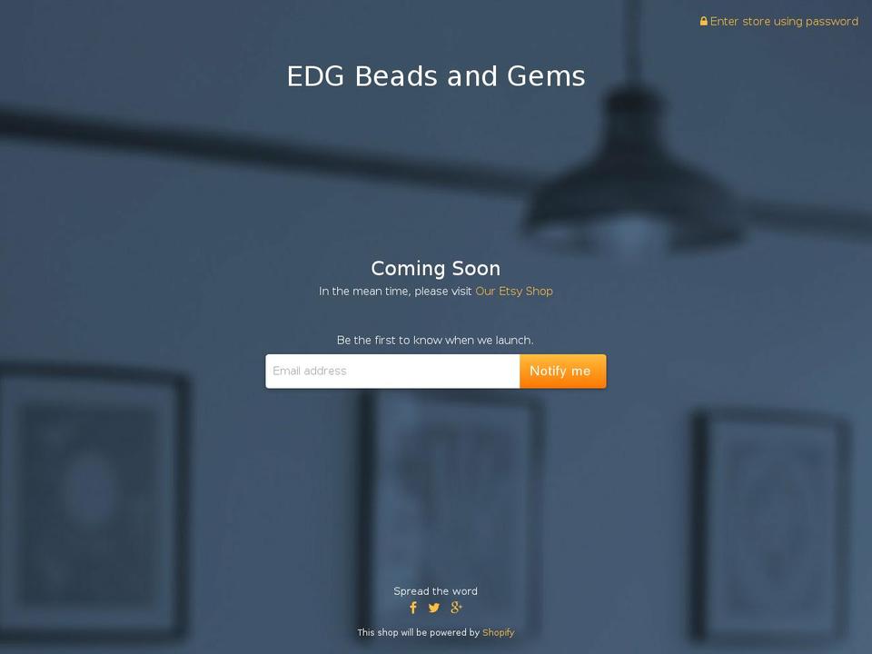 edgbeadsandgems.com shopify website screenshot