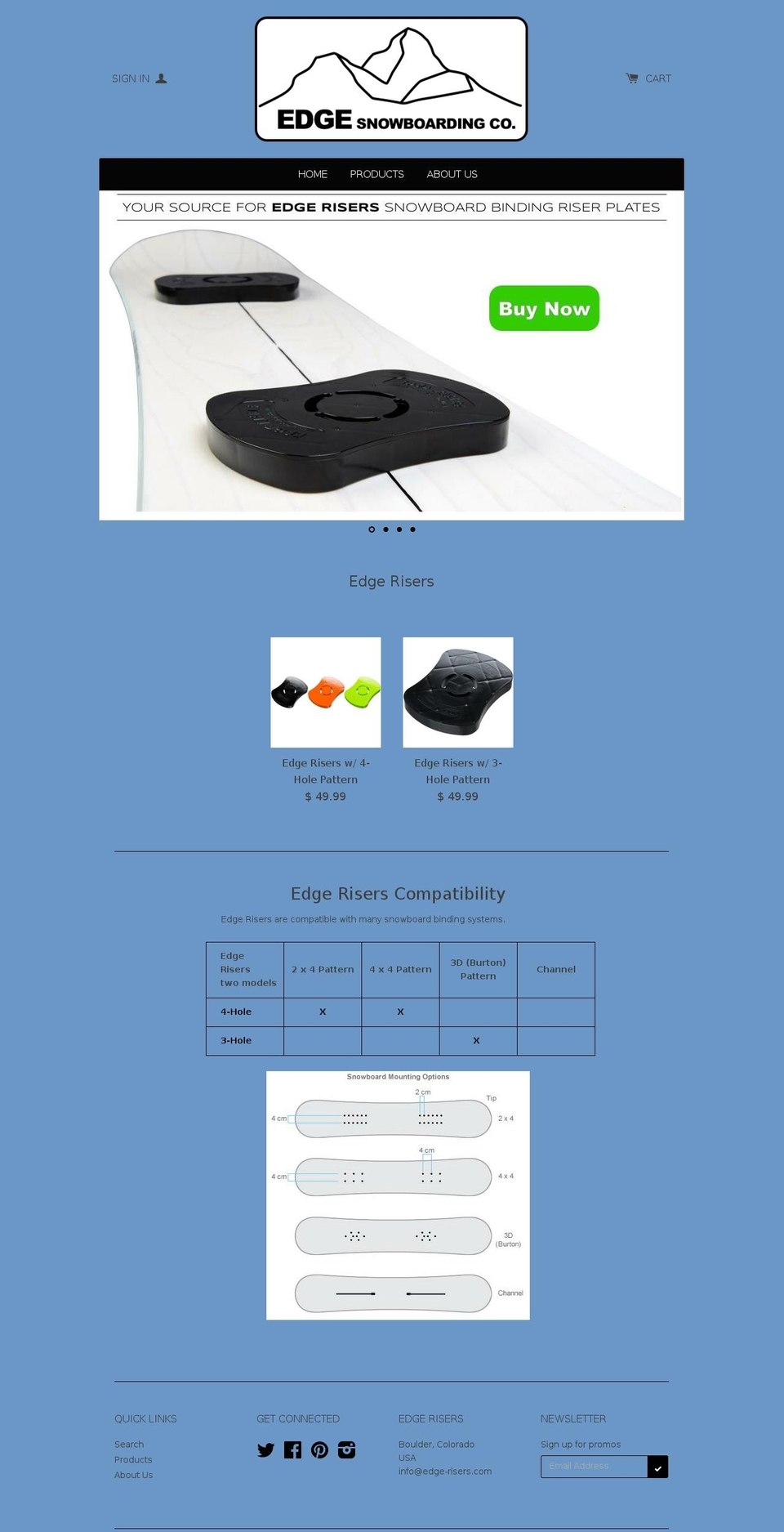edge-risers.com shopify website screenshot