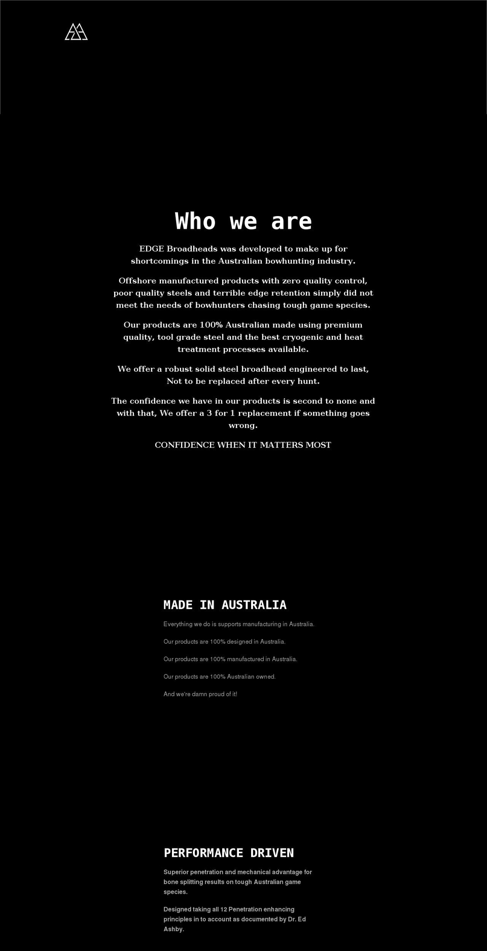 edgebroadheads.com shopify website screenshot