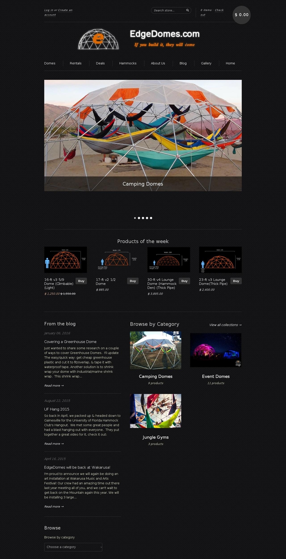 new standard Shopify theme site example edgedomes.com