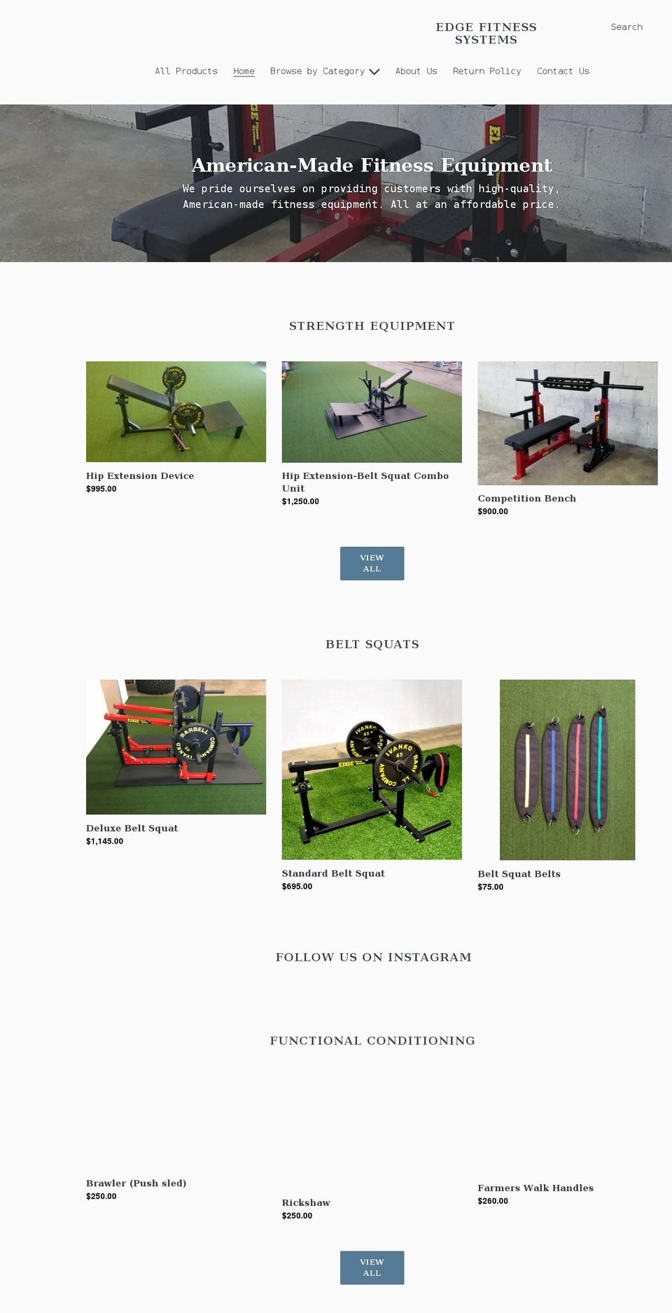 edgefitnesssystems.com shopify website screenshot