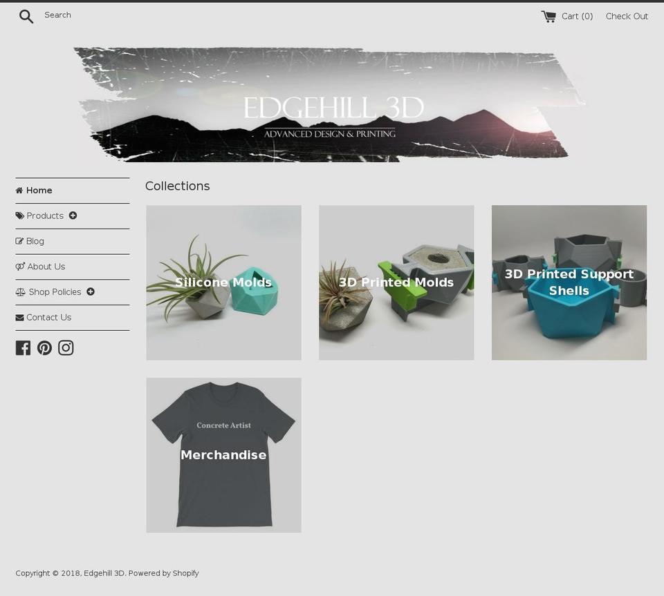 edgehill3d.com shopify website screenshot