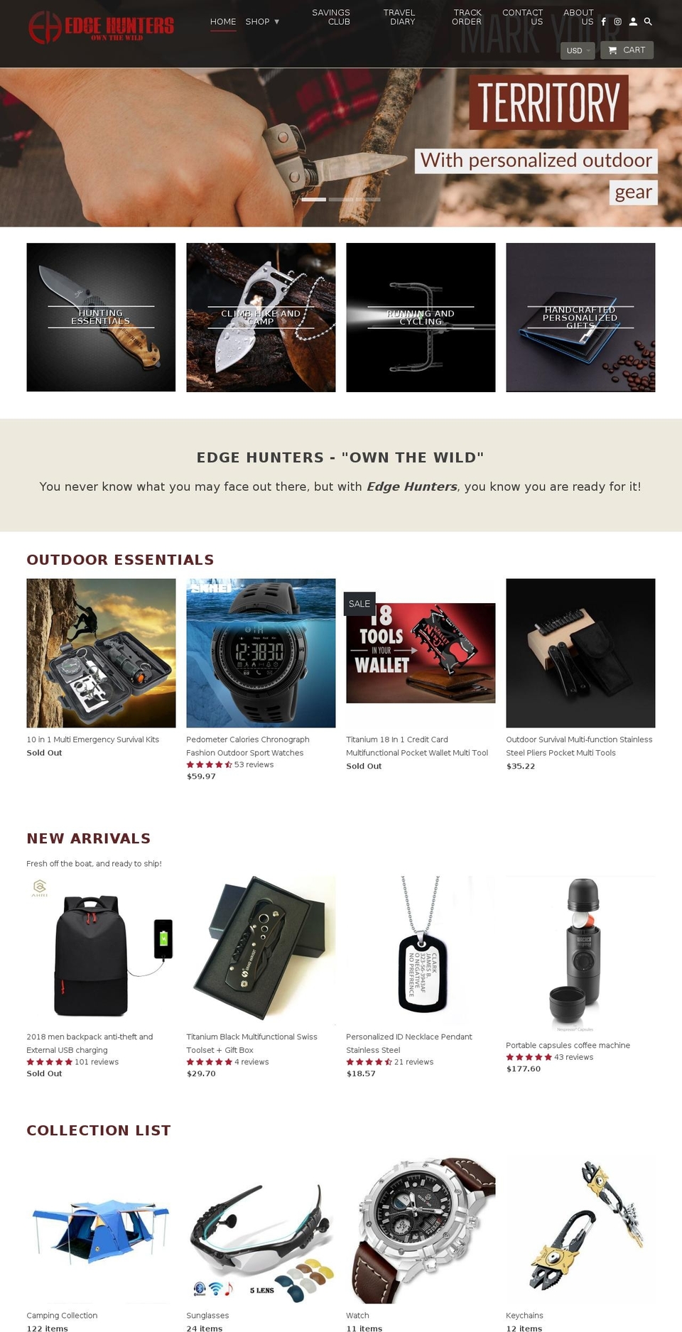 edgehunters.com — Shopify storefront screenshot