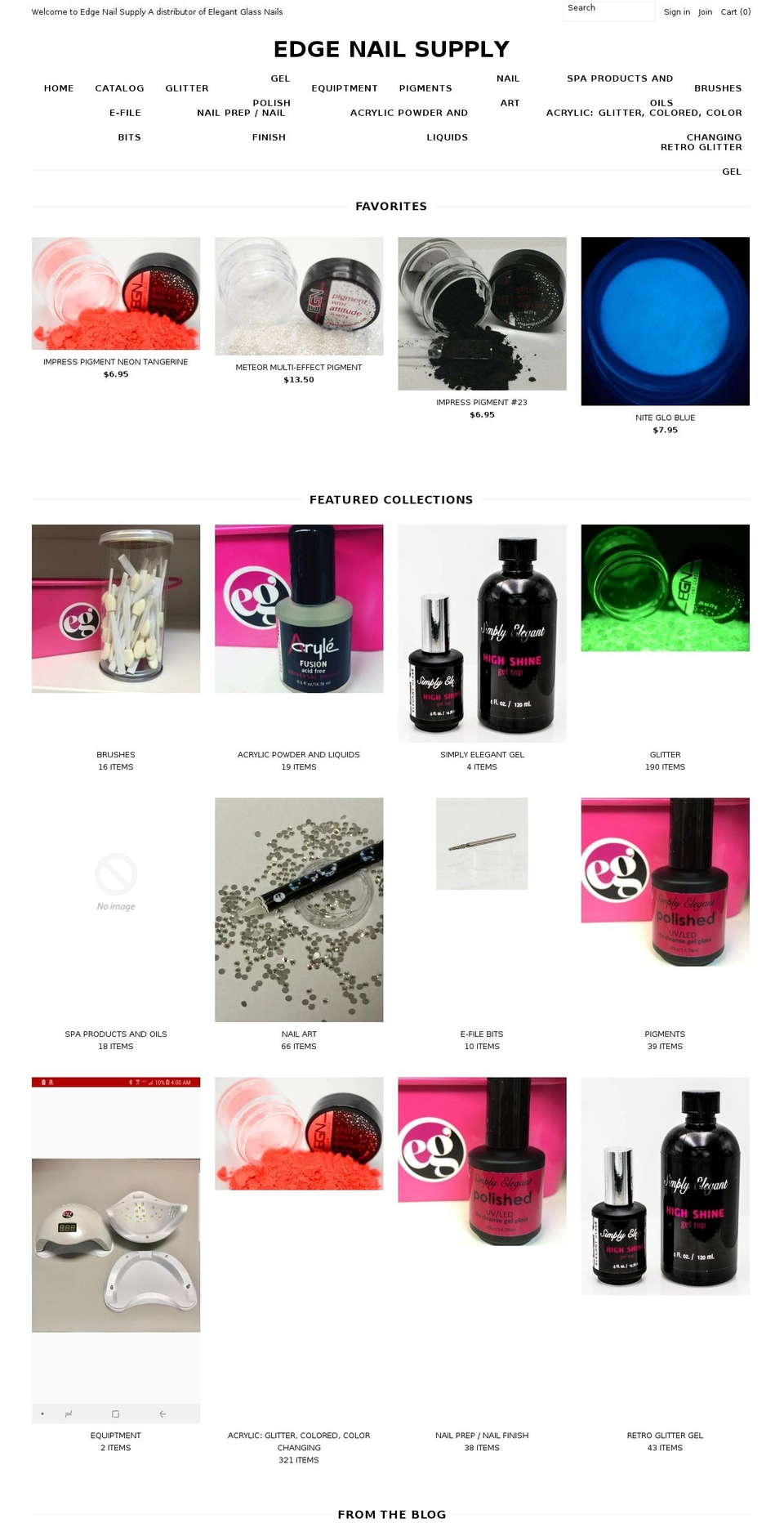 edgenailsupply.com — Shopify storefront screenshot
