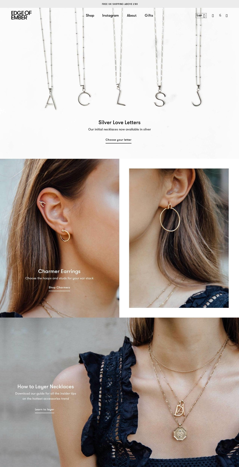 edgeofember.com shopify website screenshot