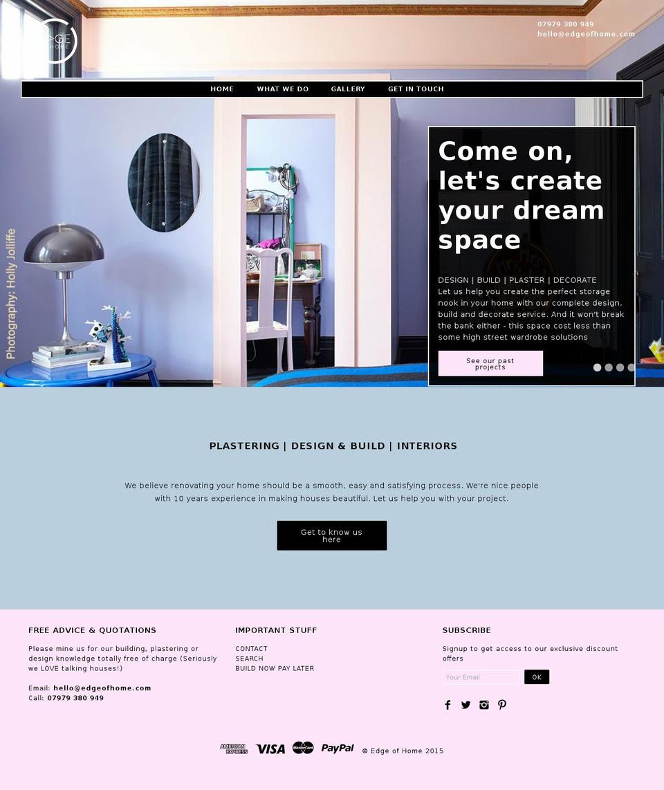 edgeofhome.com — Shopify storefront screenshot