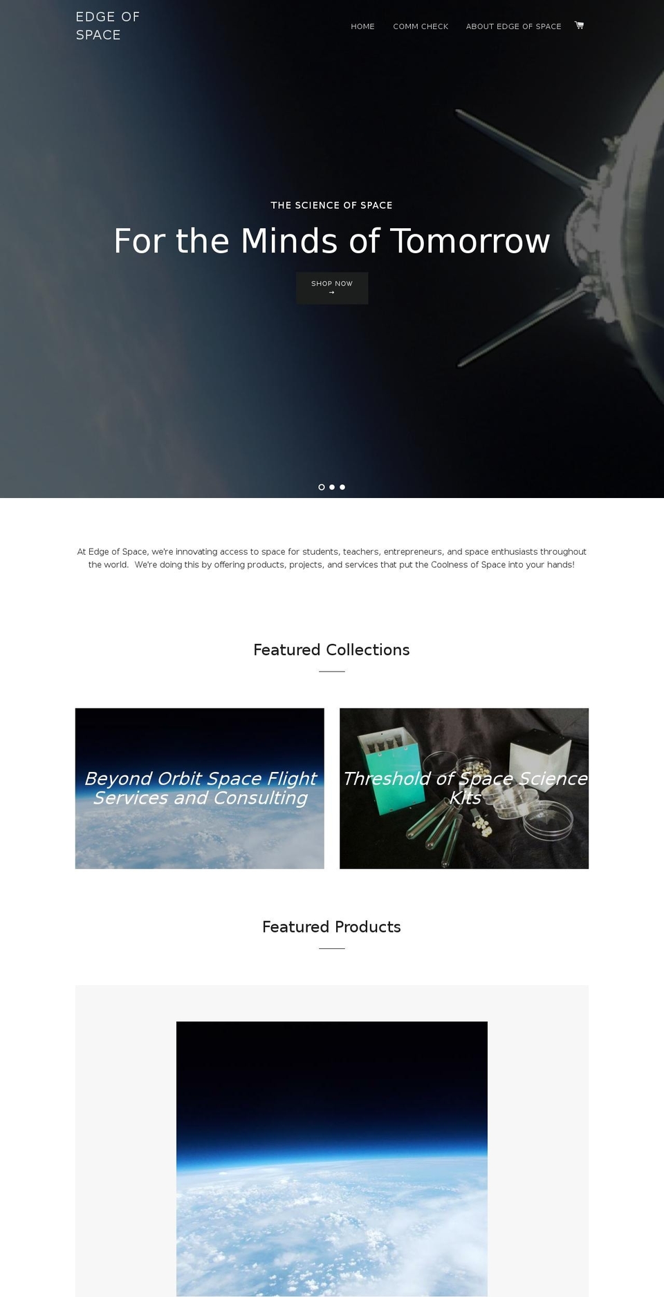 edgeofspace.us shopify website screenshot