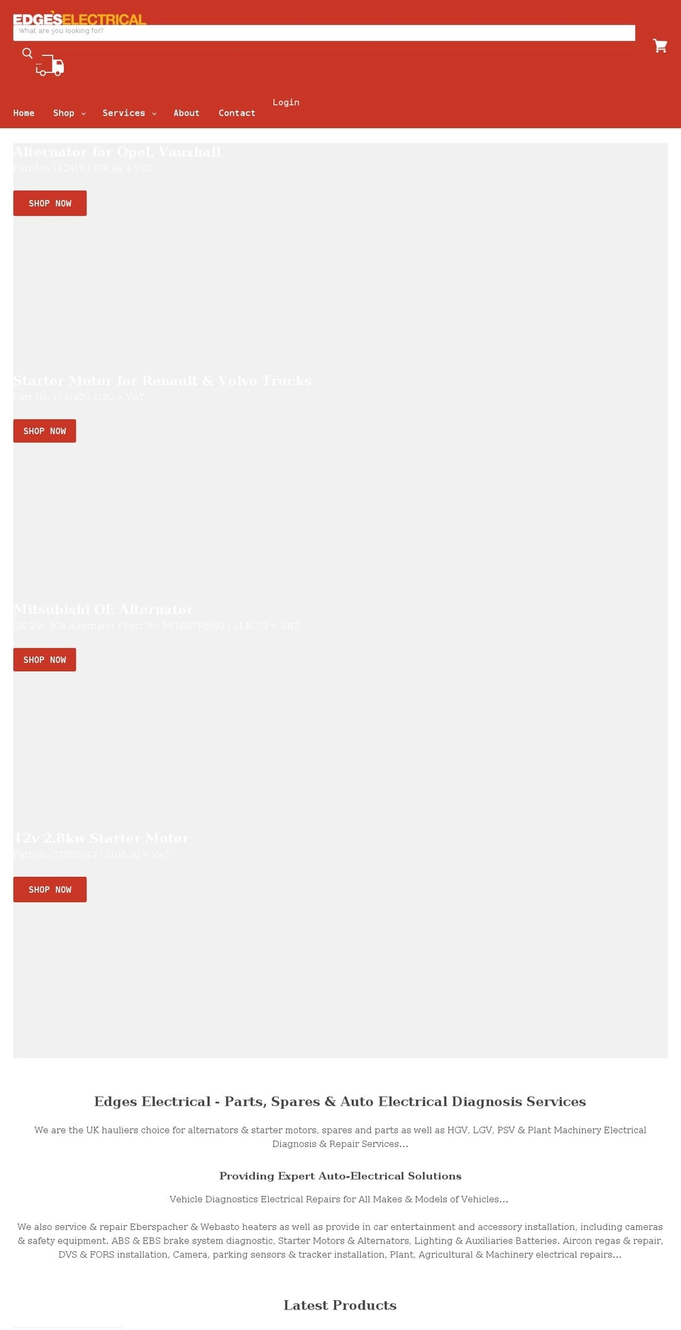 edgeselectrical.co.uk shopify website screenshot