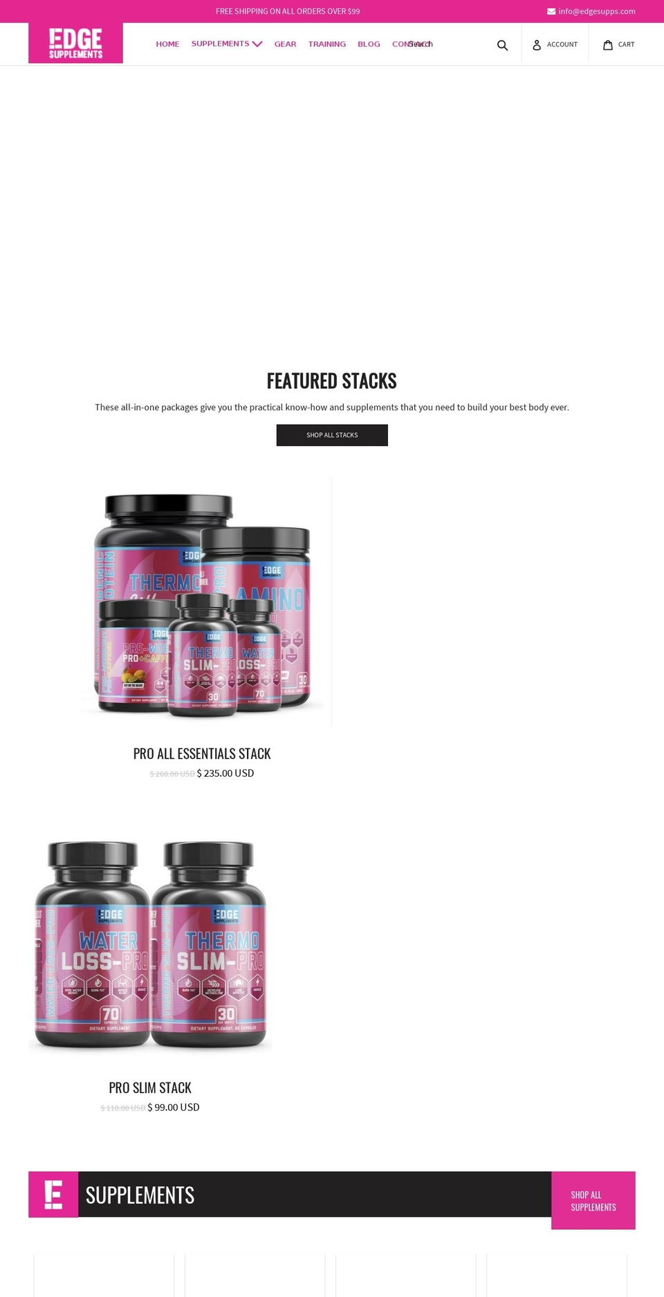 edgesupplements.com shopify website screenshot