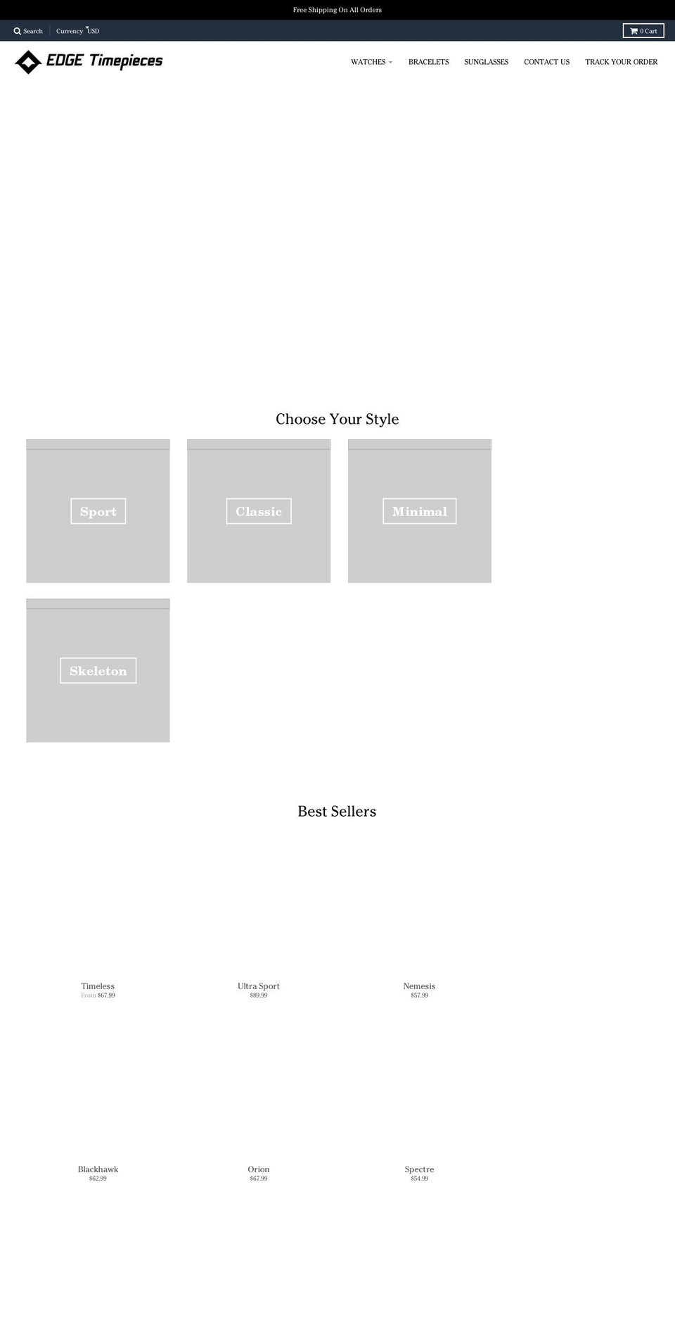 edgetimepieces.com shopify website screenshot