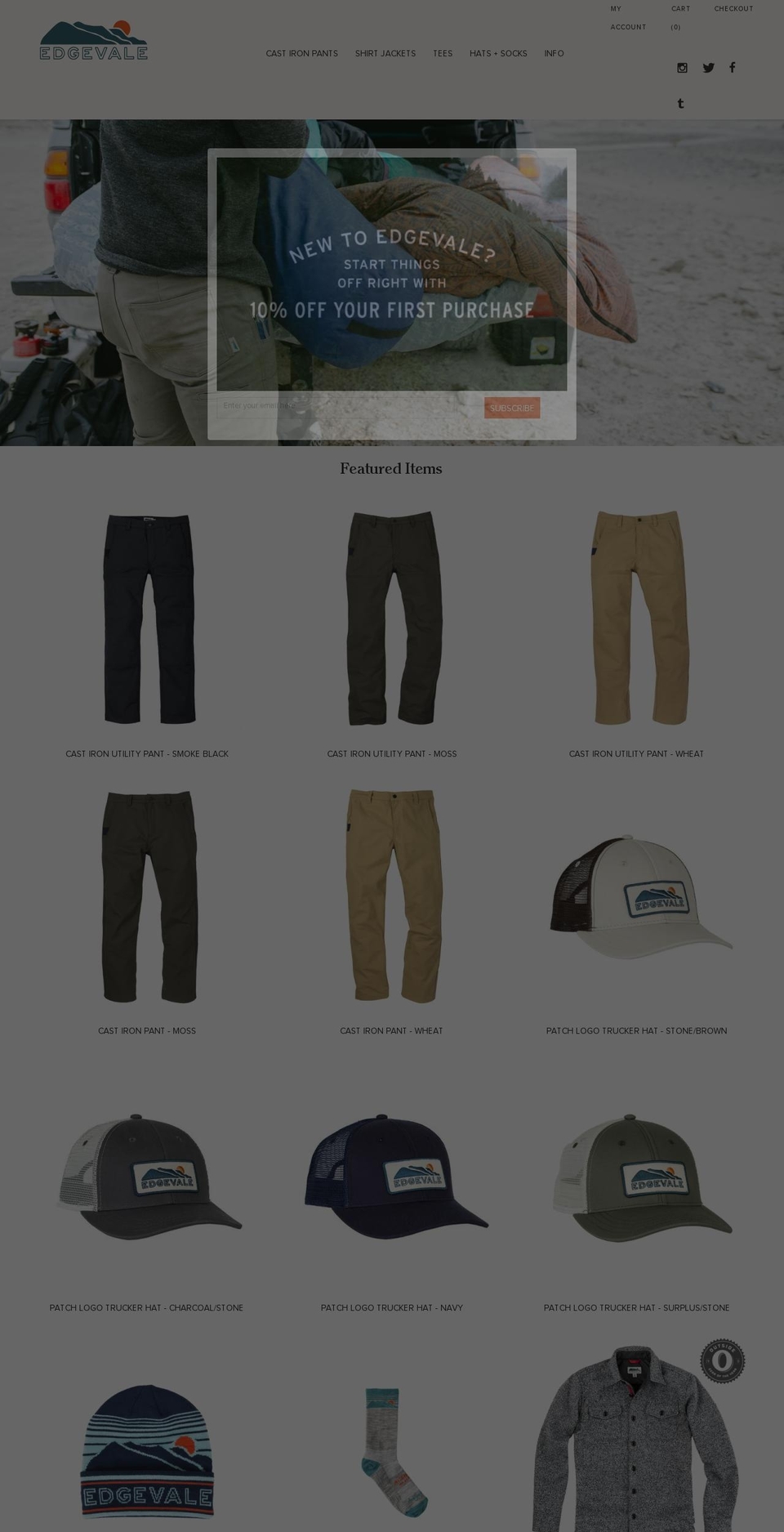 edgevaleusa.com shopify website screenshot