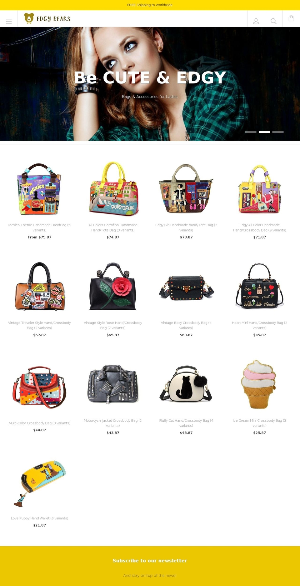 edgybears.com shopify website screenshot