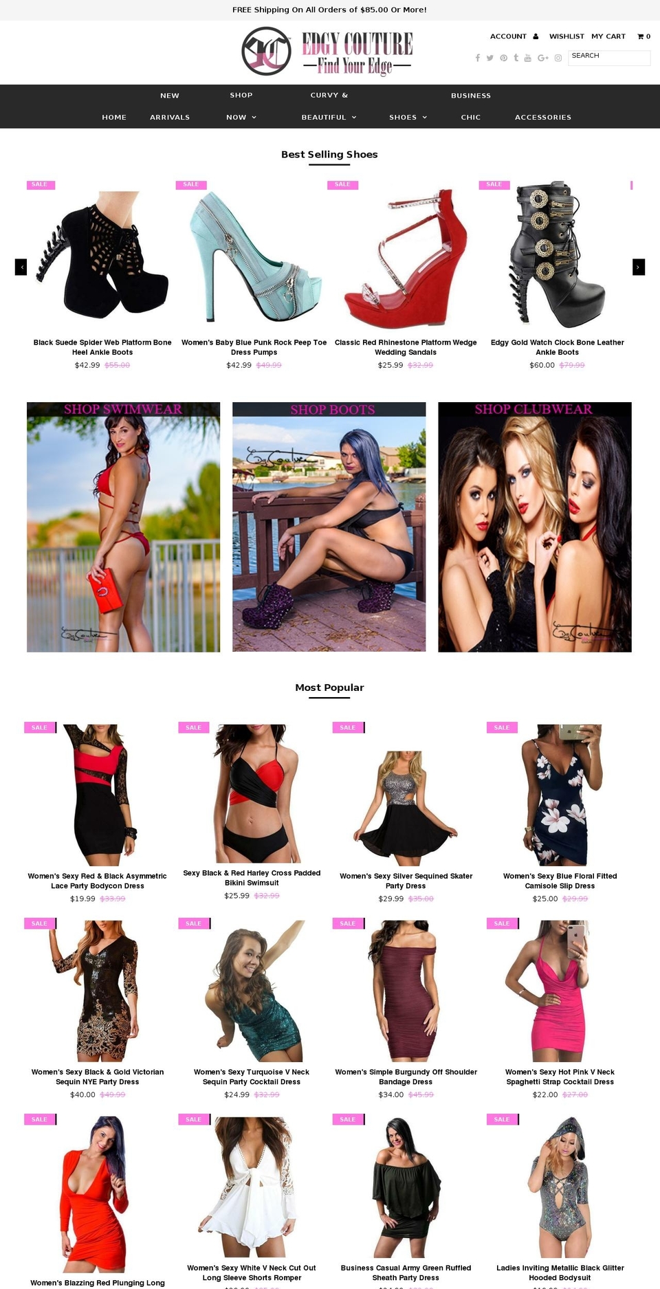 edgycouture.com shopify website screenshot