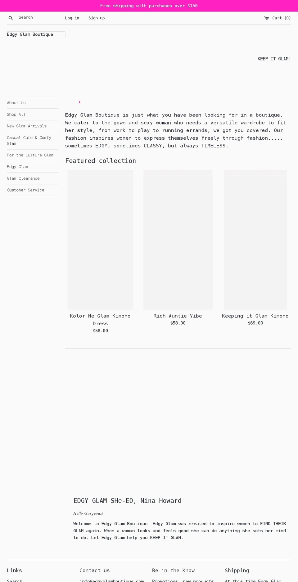 edgyglamboutique.com shopify website screenshot