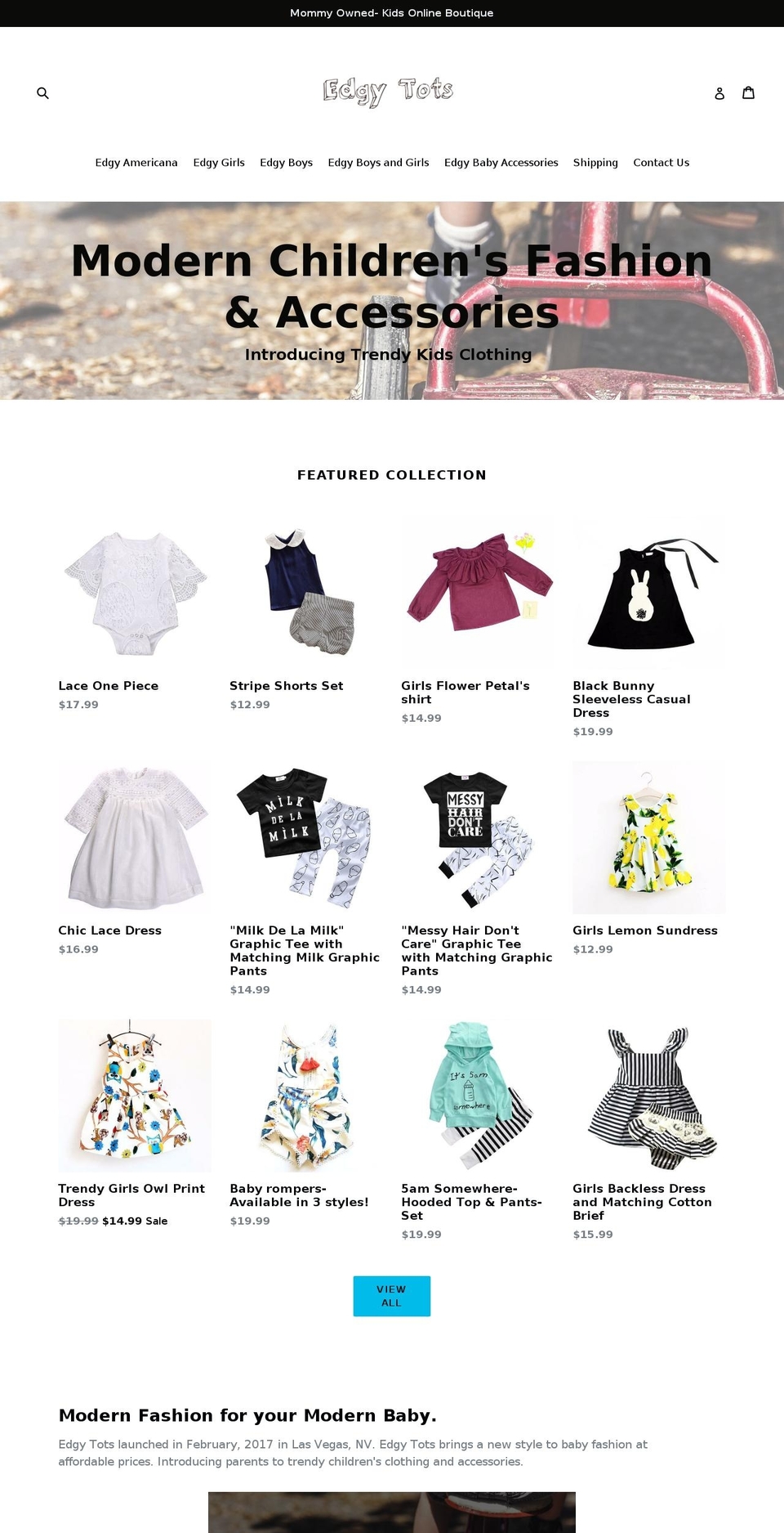 edgytots.com — Shopify storefront screenshot