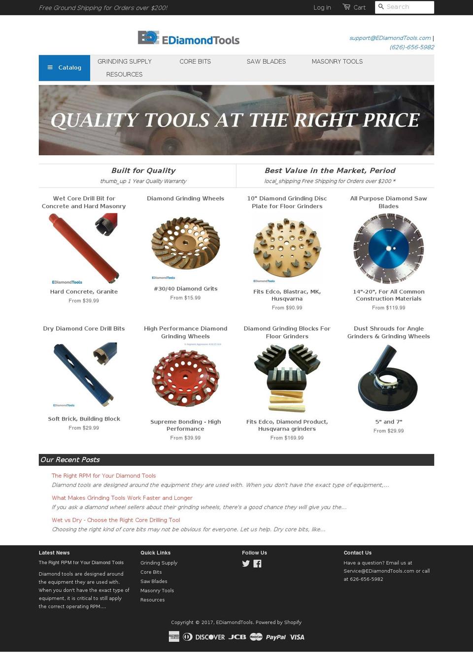 ediamondtools.com shopify website screenshot