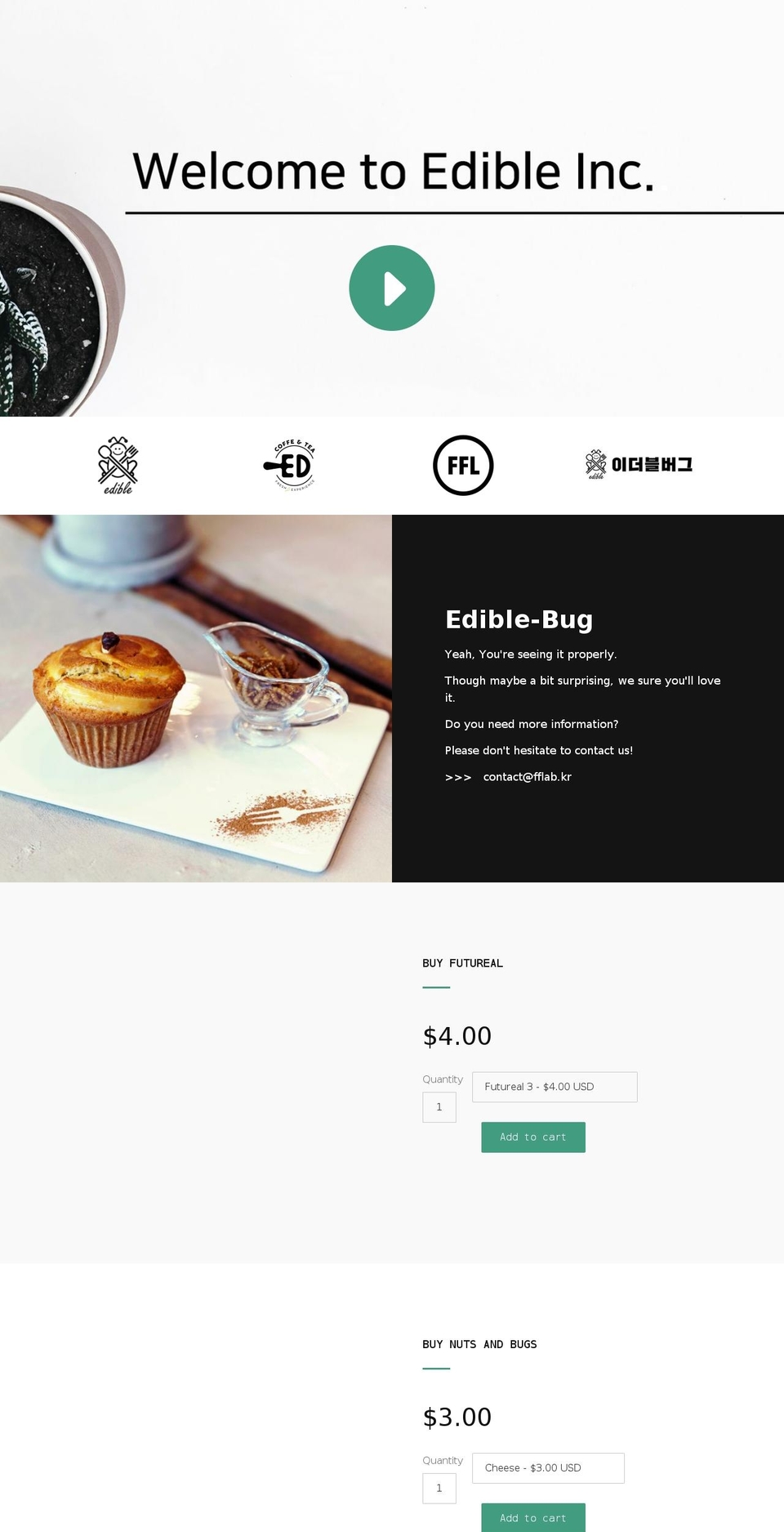 edible-bug.co shopify website screenshot