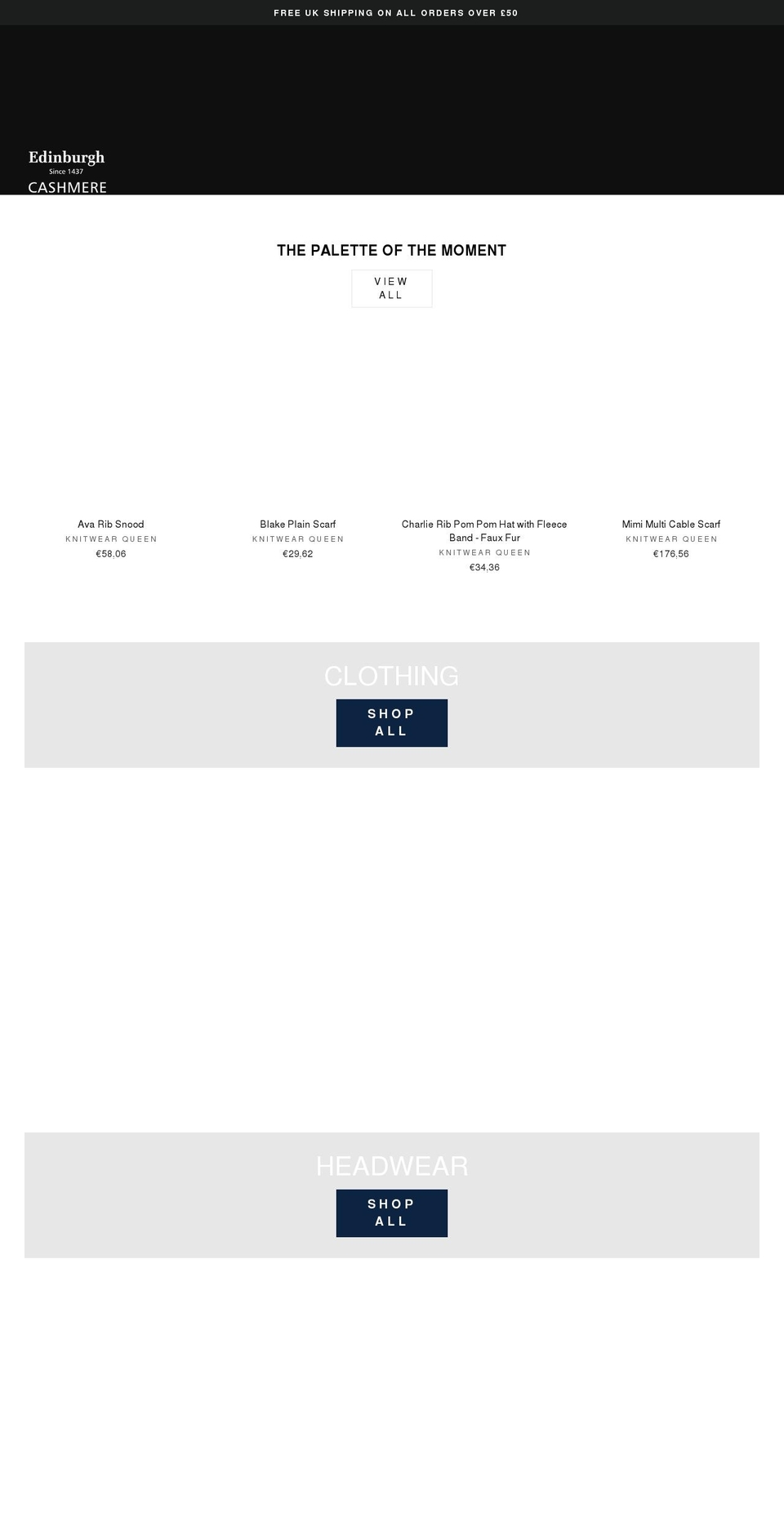 edinburgh-cashmere.com shopify website screenshot