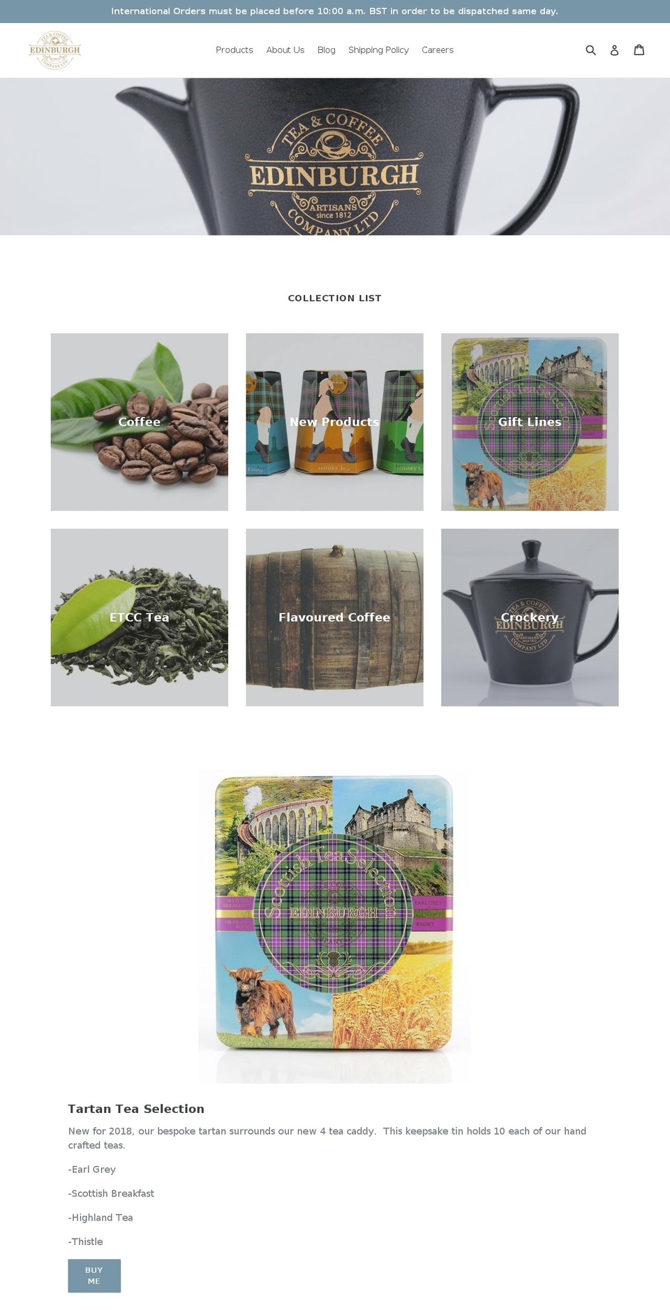 edinburghteacoffee.com — Shopify storefront screenshot