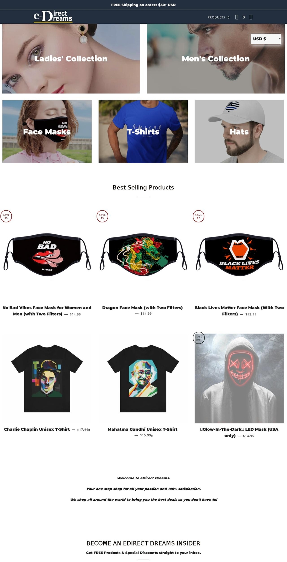 edirectdreams.com — Shopify storefront screenshot