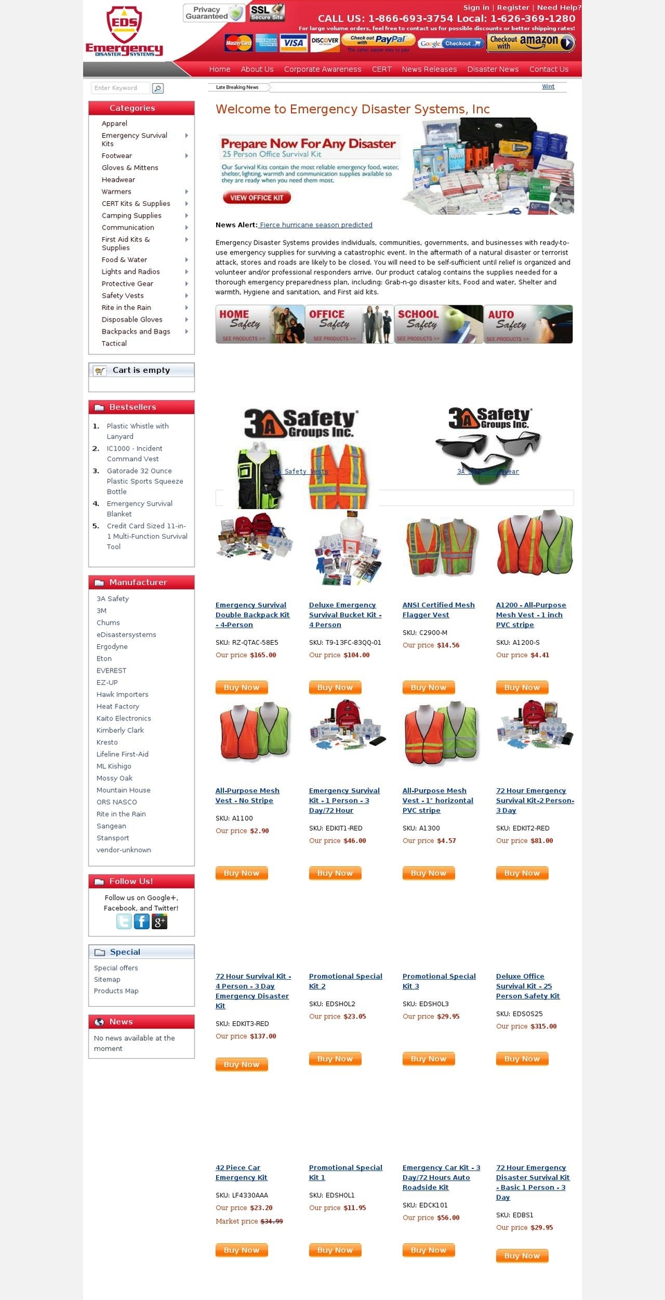 edisastersystems.com shopify website screenshot