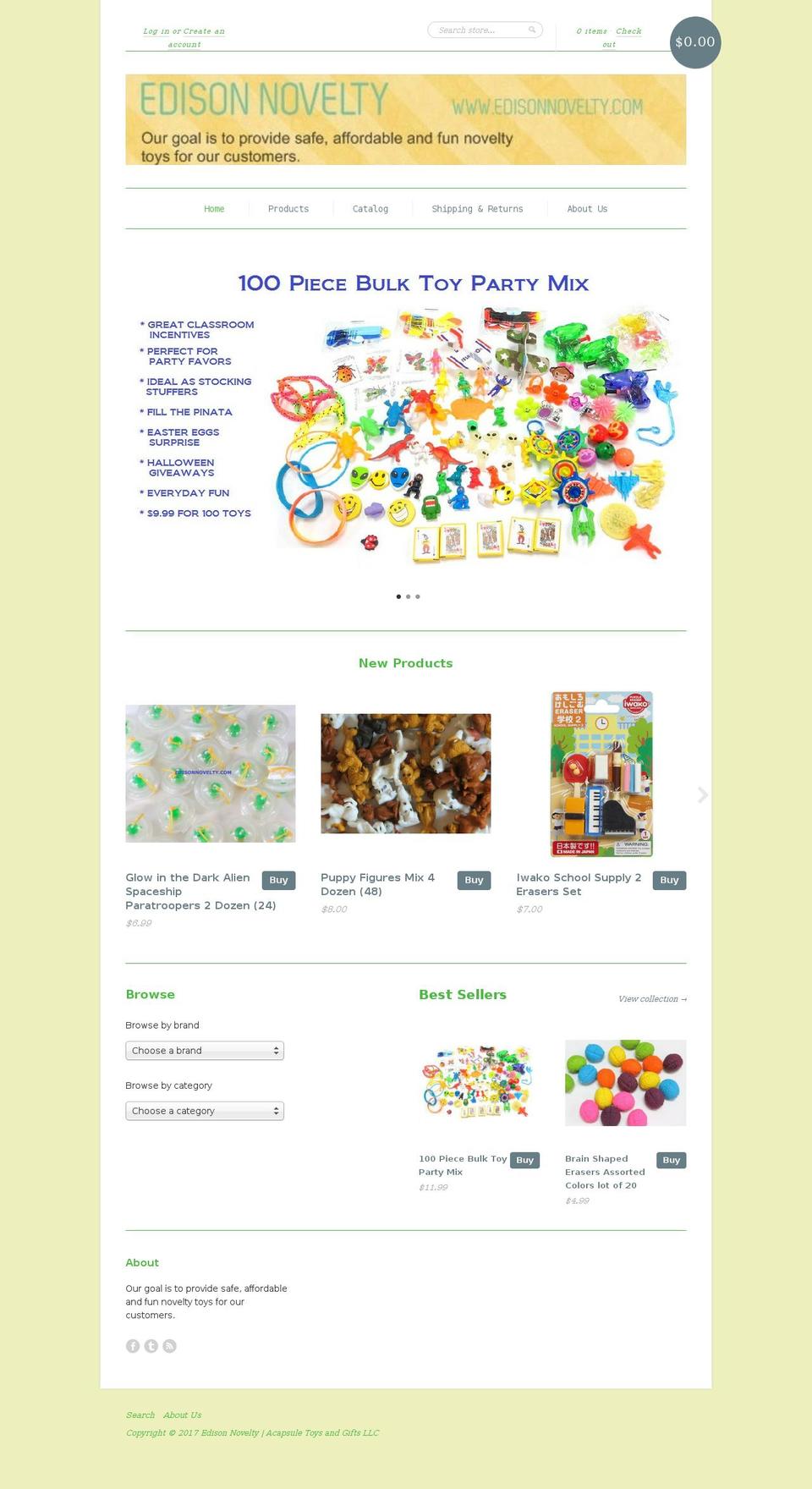 edisonnovelty.com shopify website screenshot