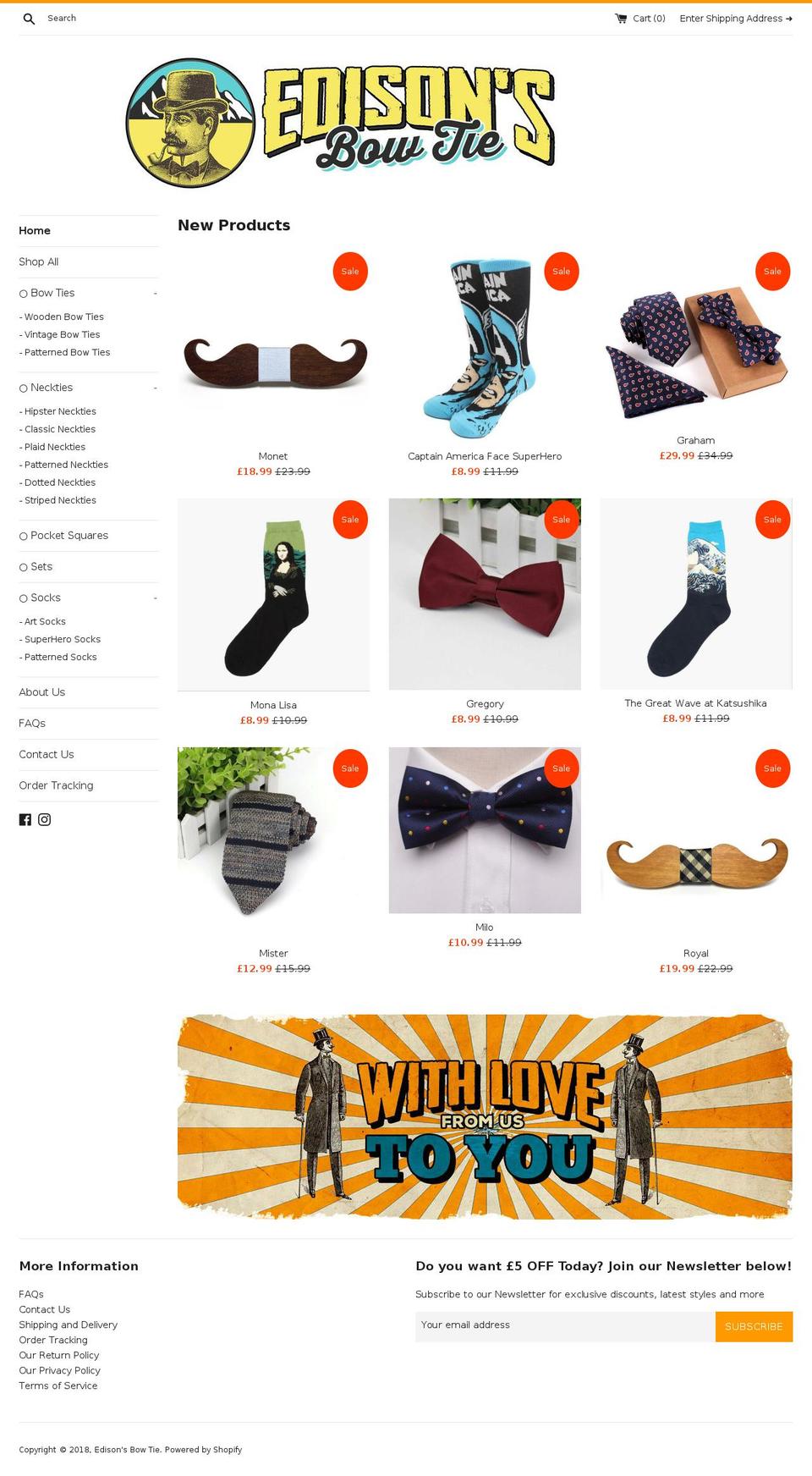 edisonsbowtie.com — Shopify storefront screenshot