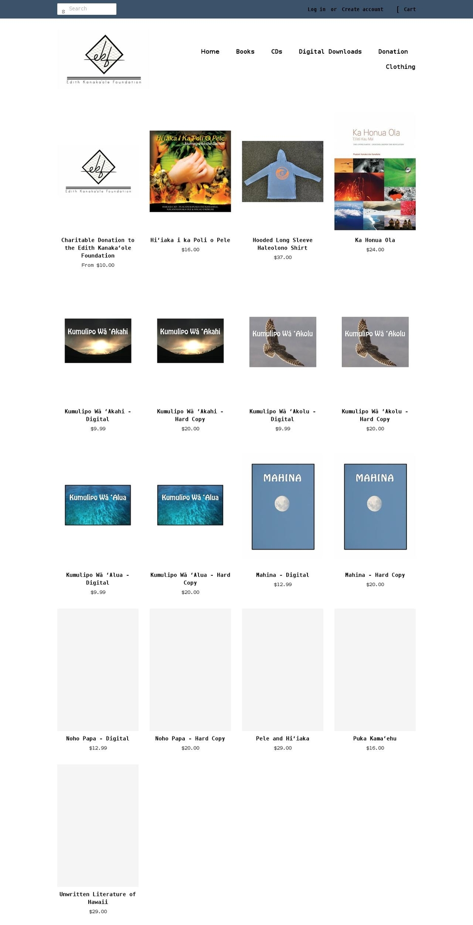 edith-kanakaole-foundation.myshopify.com shopify website screenshot
