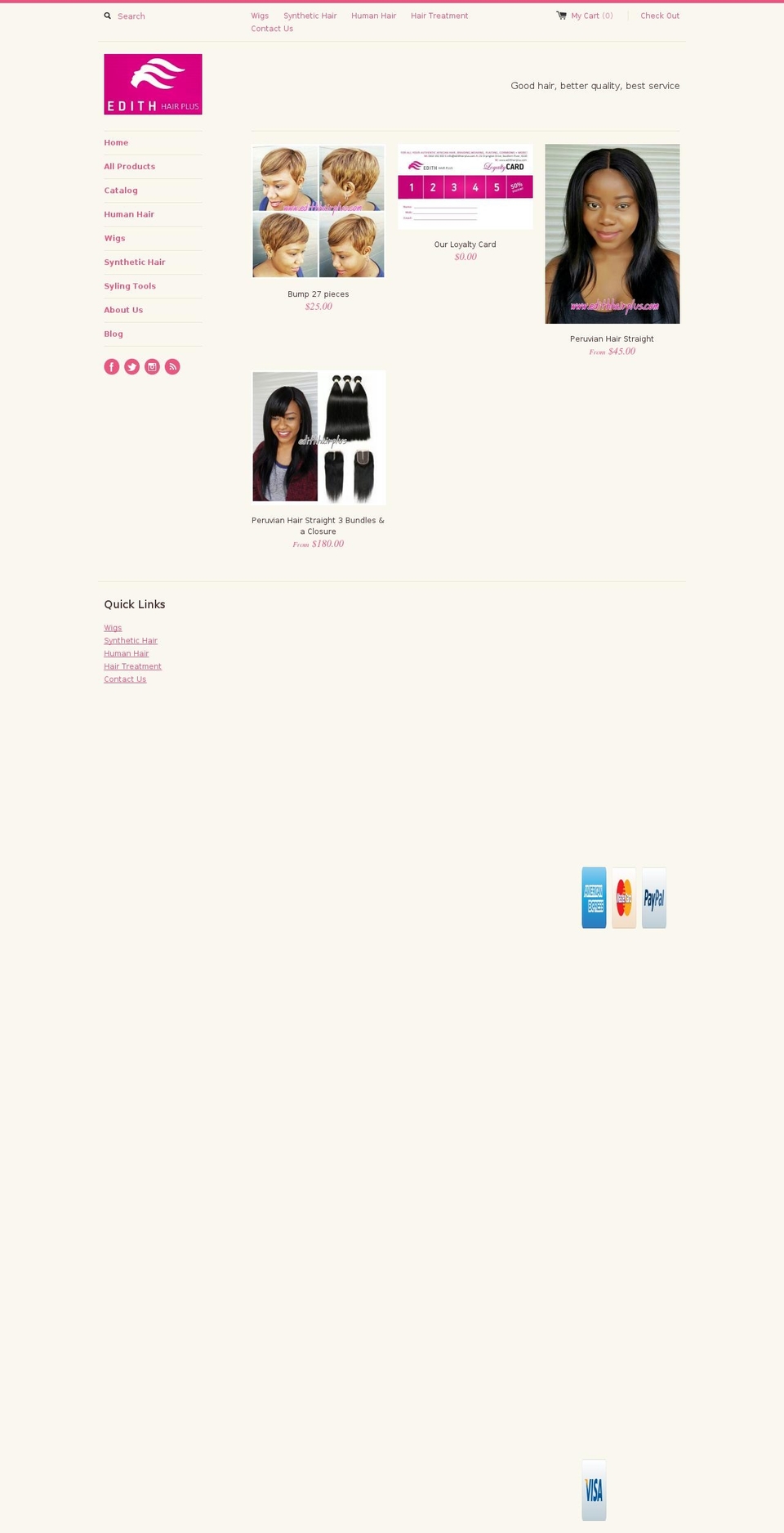edithhairplus.com shopify website screenshot