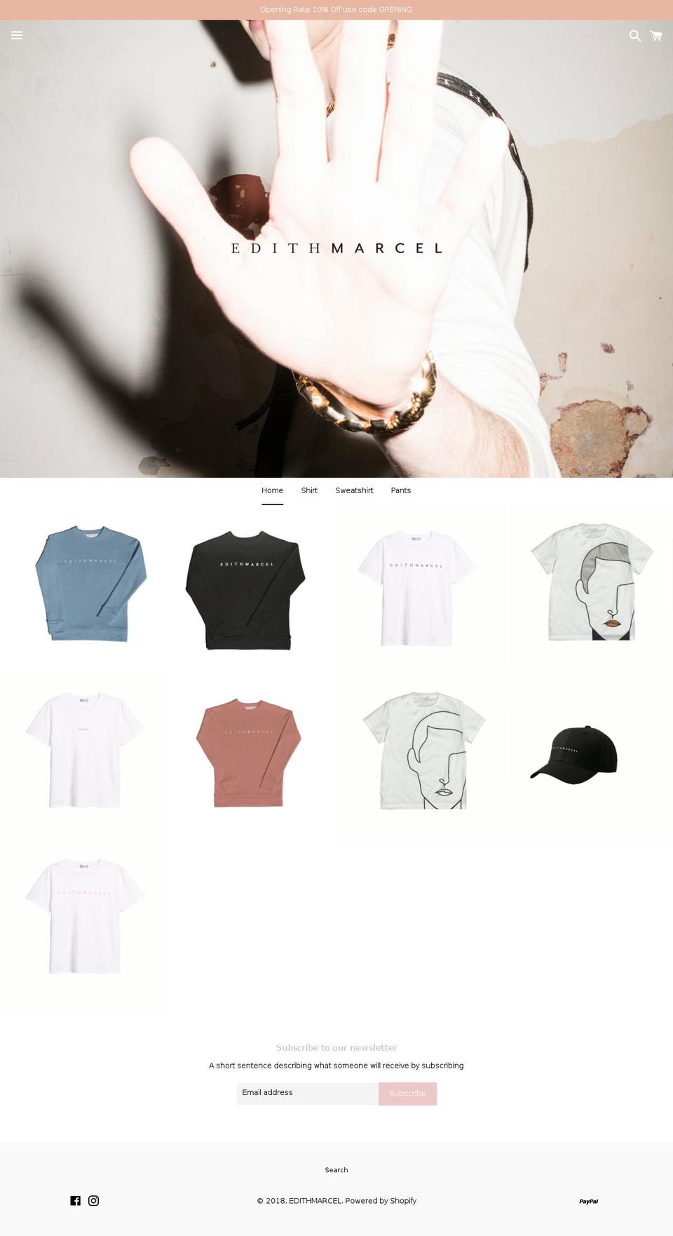 edithmarcel.com shopify website screenshot