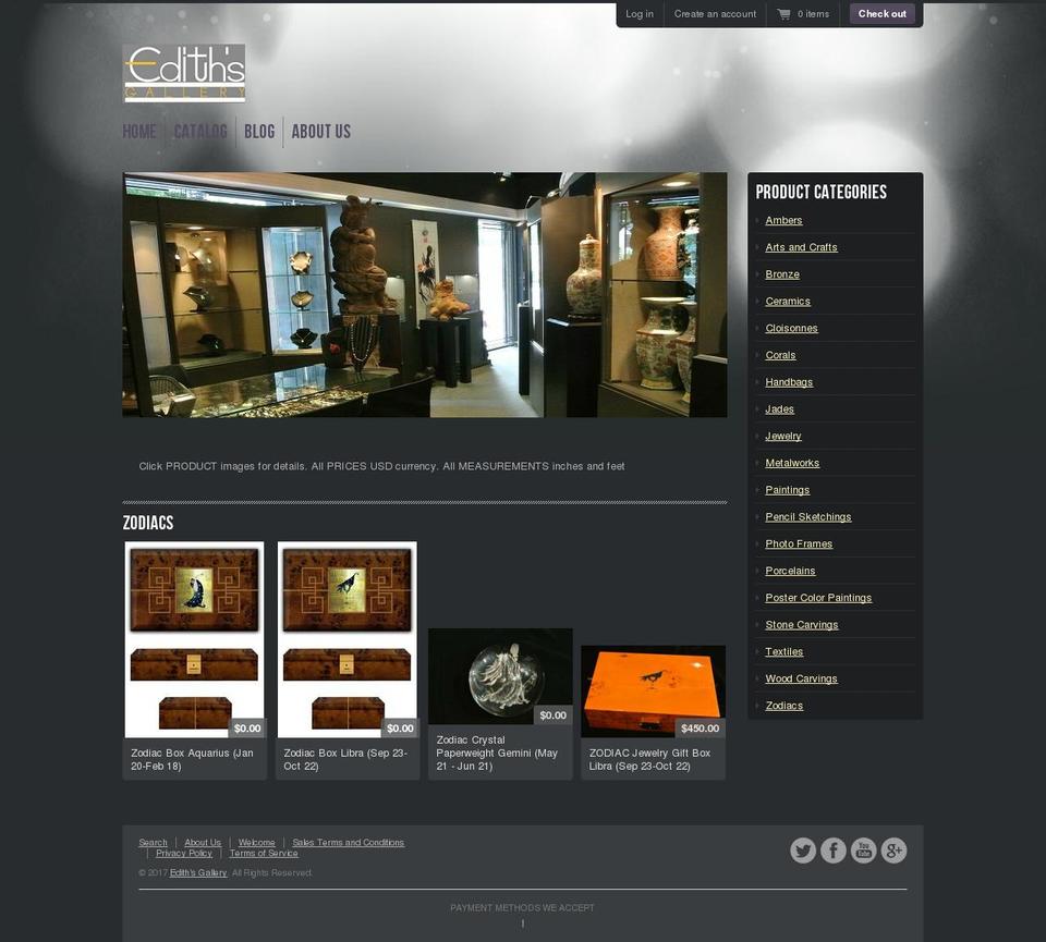 edithsgallery.com shopify website screenshot
