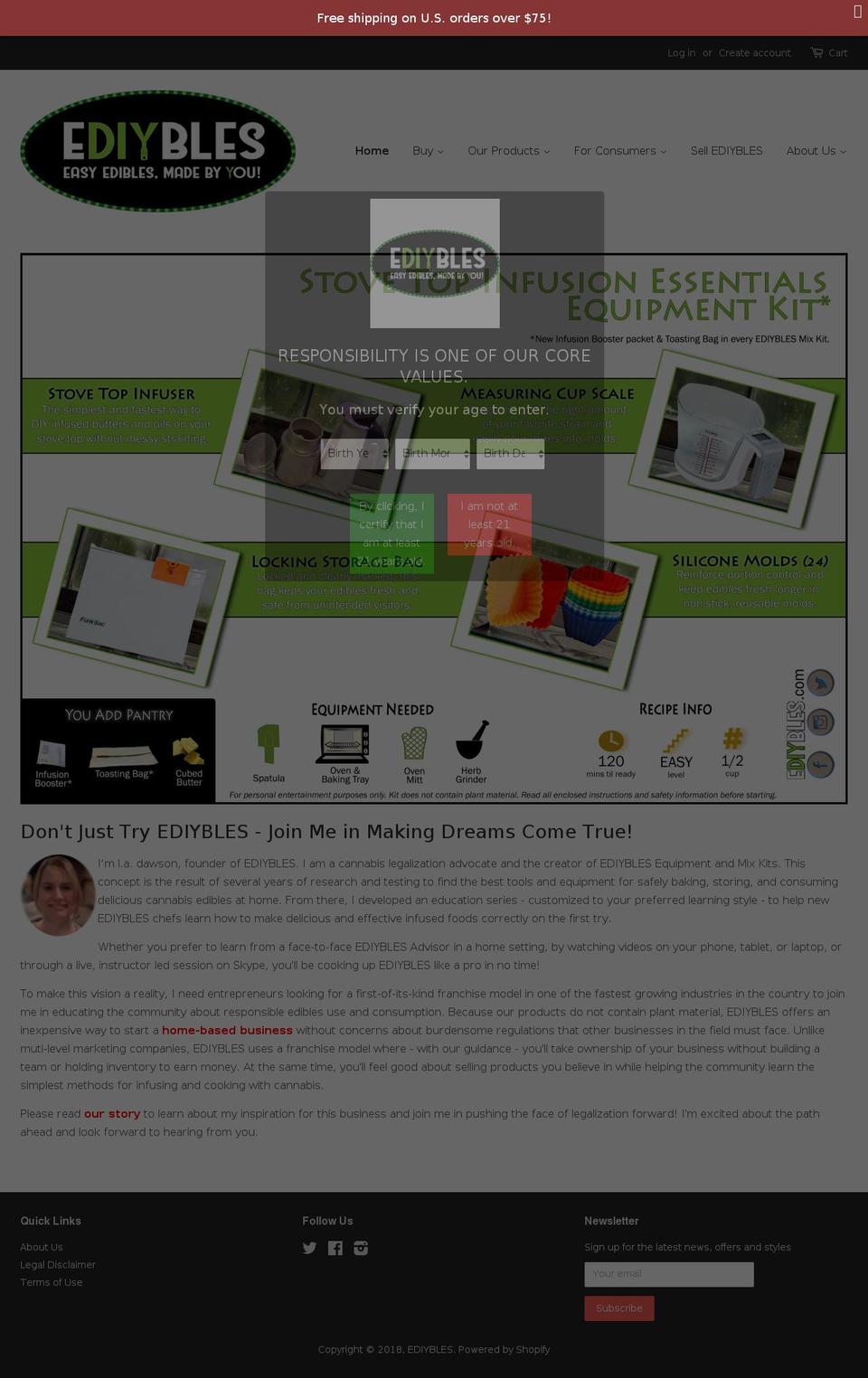 ediybles.com — Shopify storefront screenshot