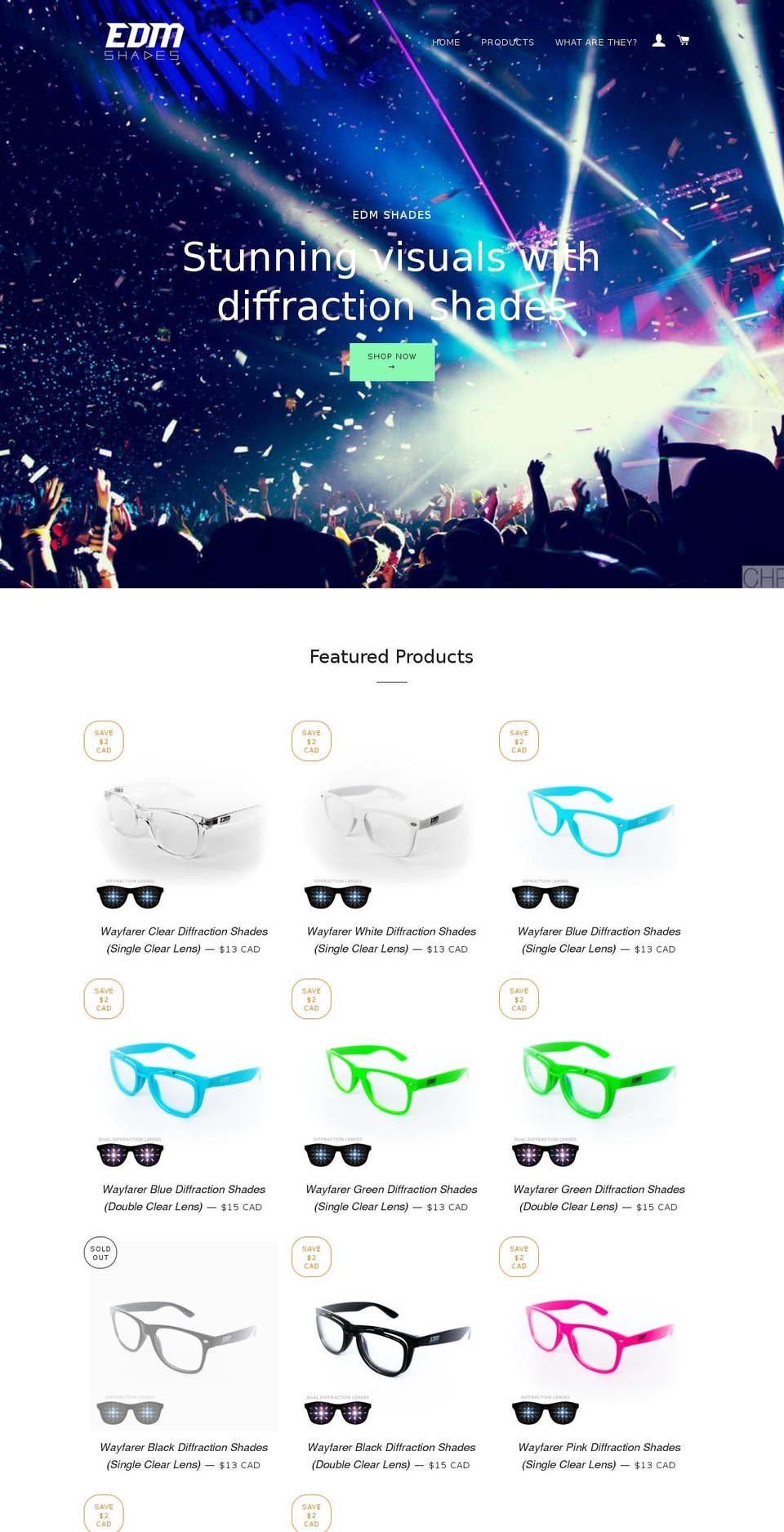 edmshades.com shopify website screenshot
