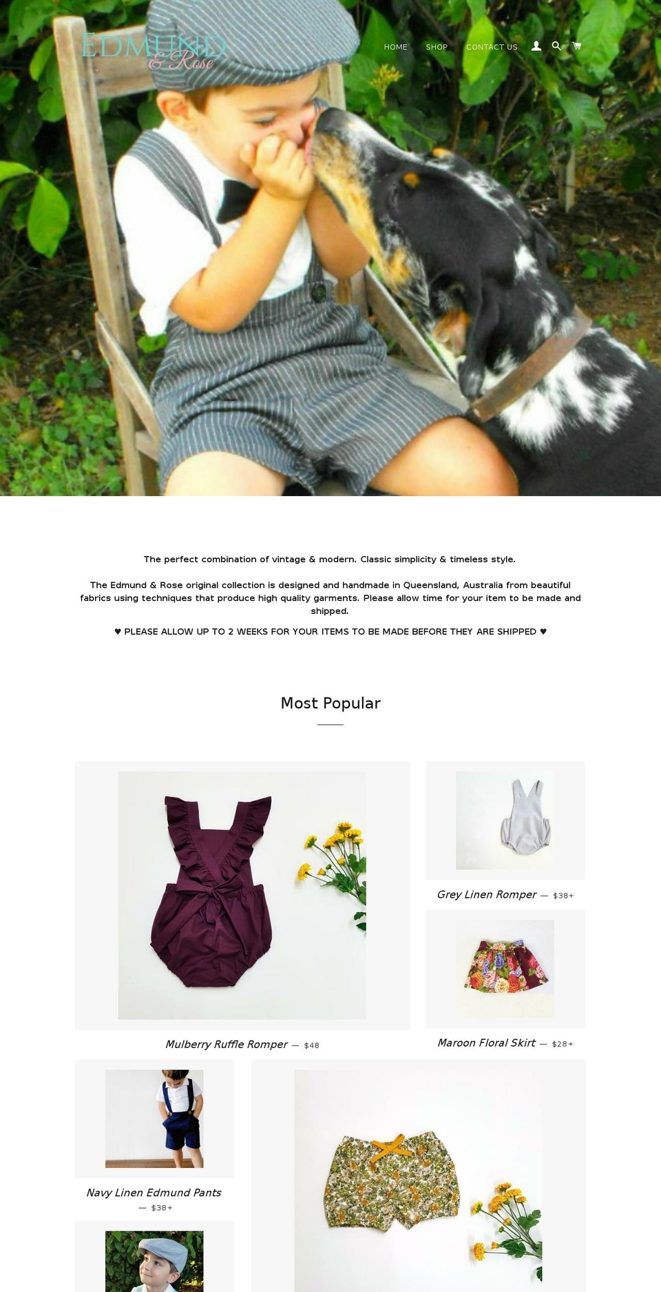 edmundandrose.com shopify website screenshot