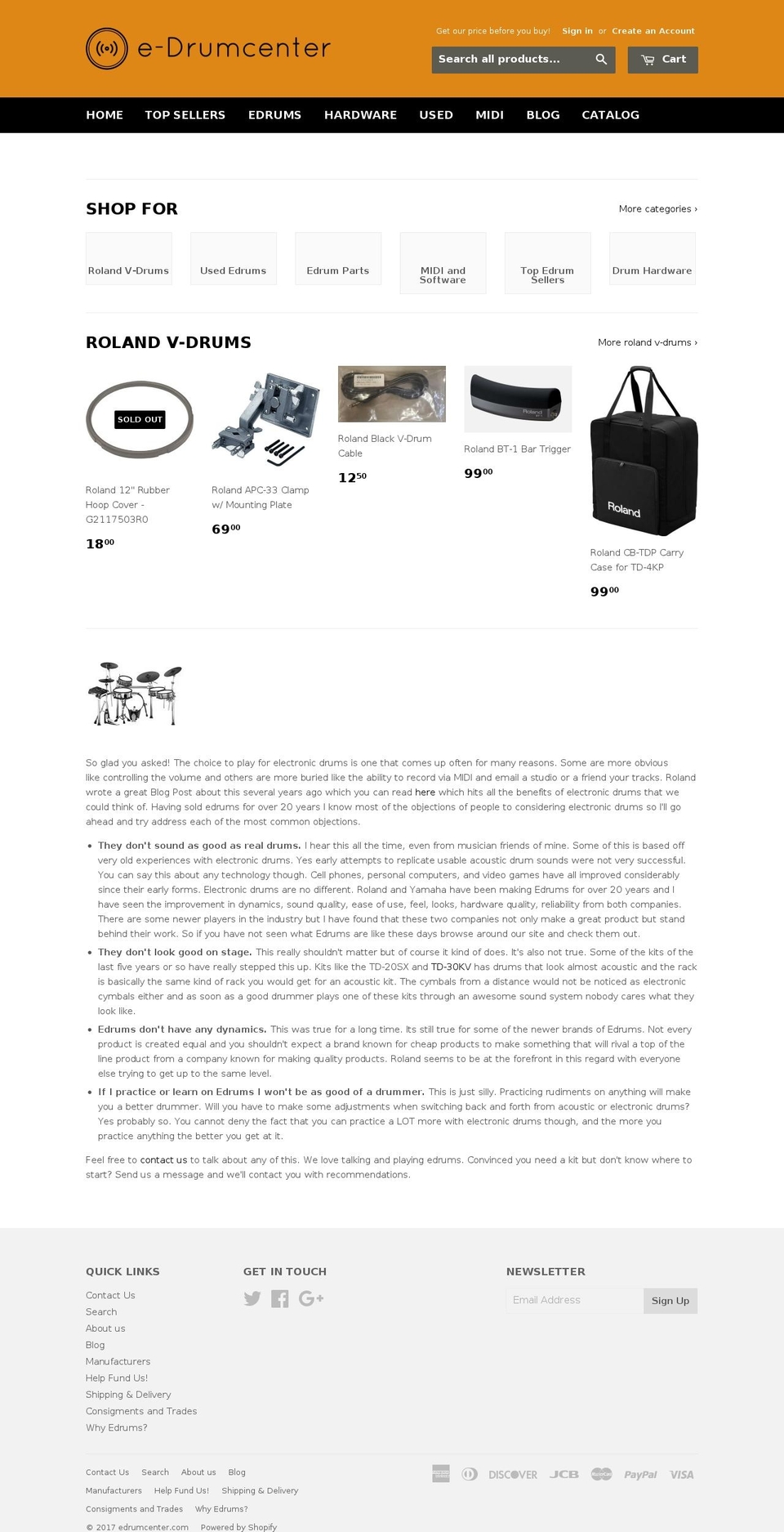 edrumcenter.com shopify website screenshot
