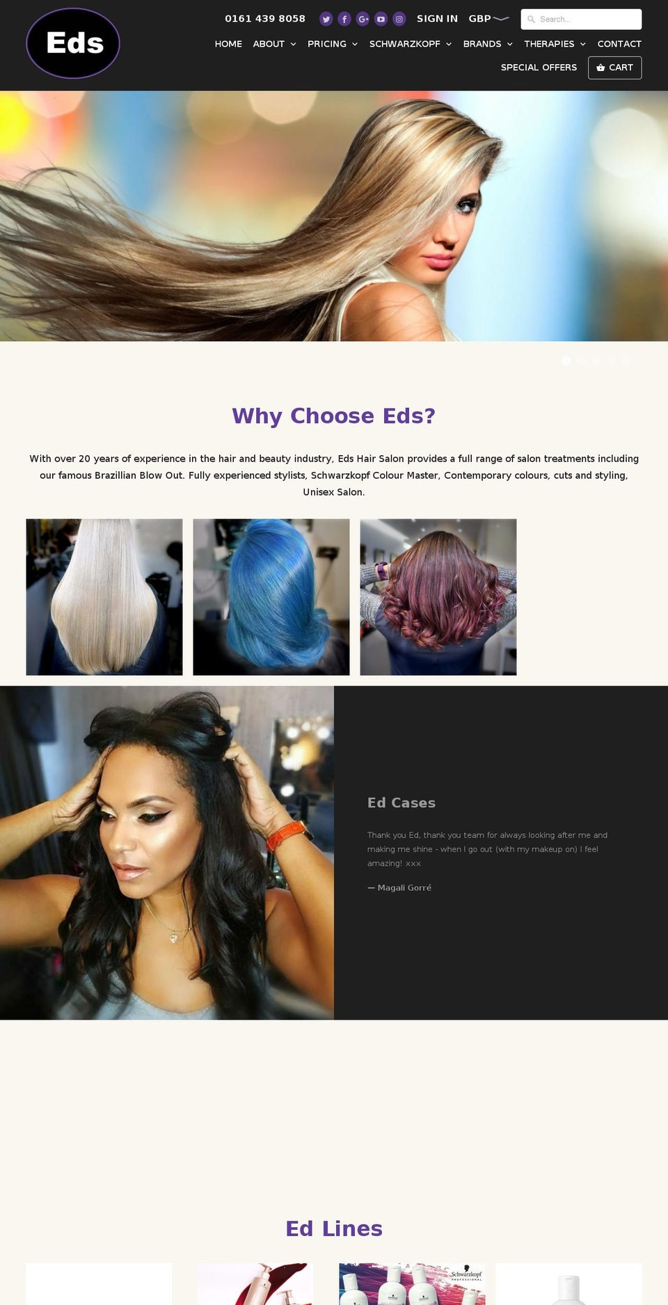 edshairbeauty.co.uk shopify website screenshot