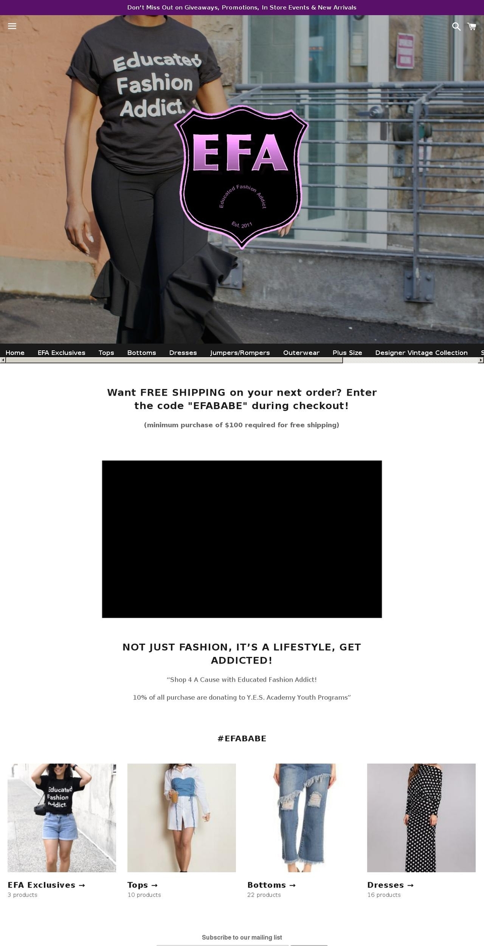 educatedfashionaddict.com shopify website screenshot