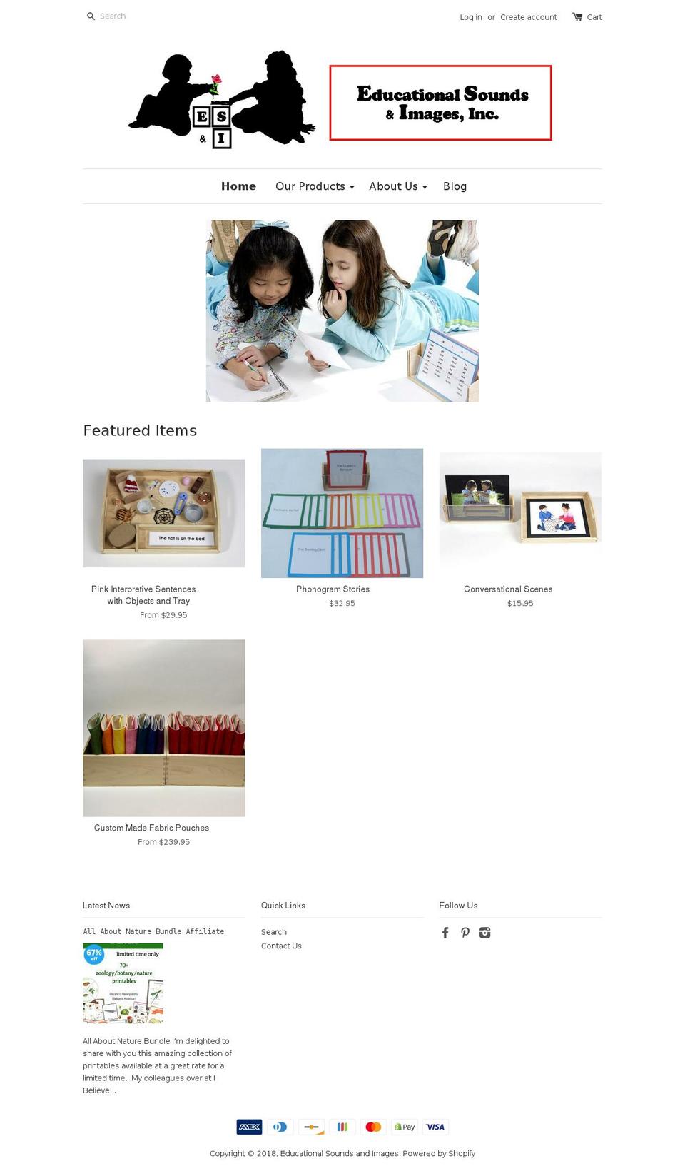 educationalsoundsandimages.com shopify website screenshot