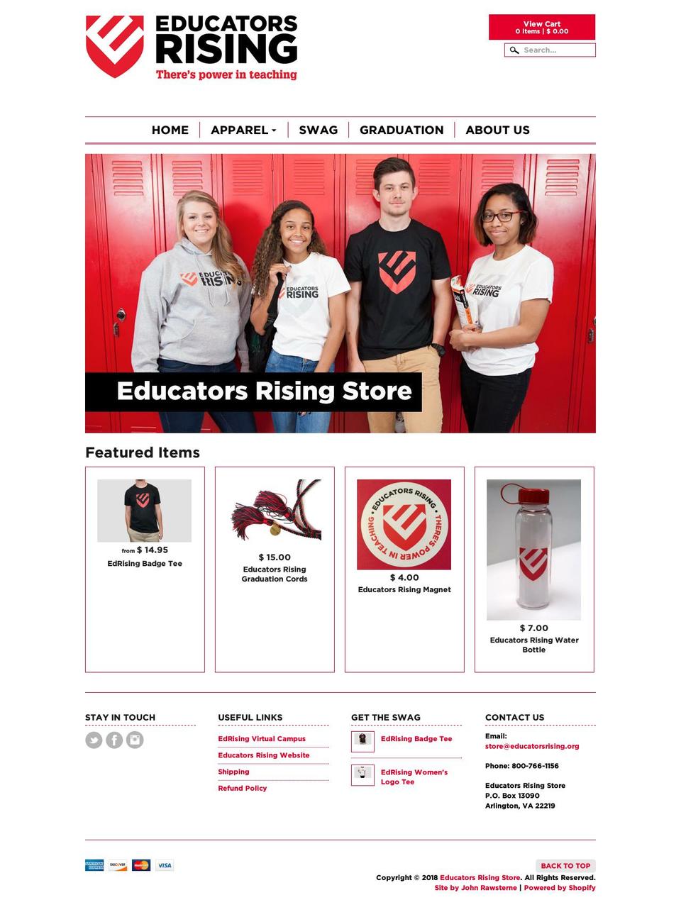 educators-rising-apparel.myshopify.com — Shopify storefront screenshot