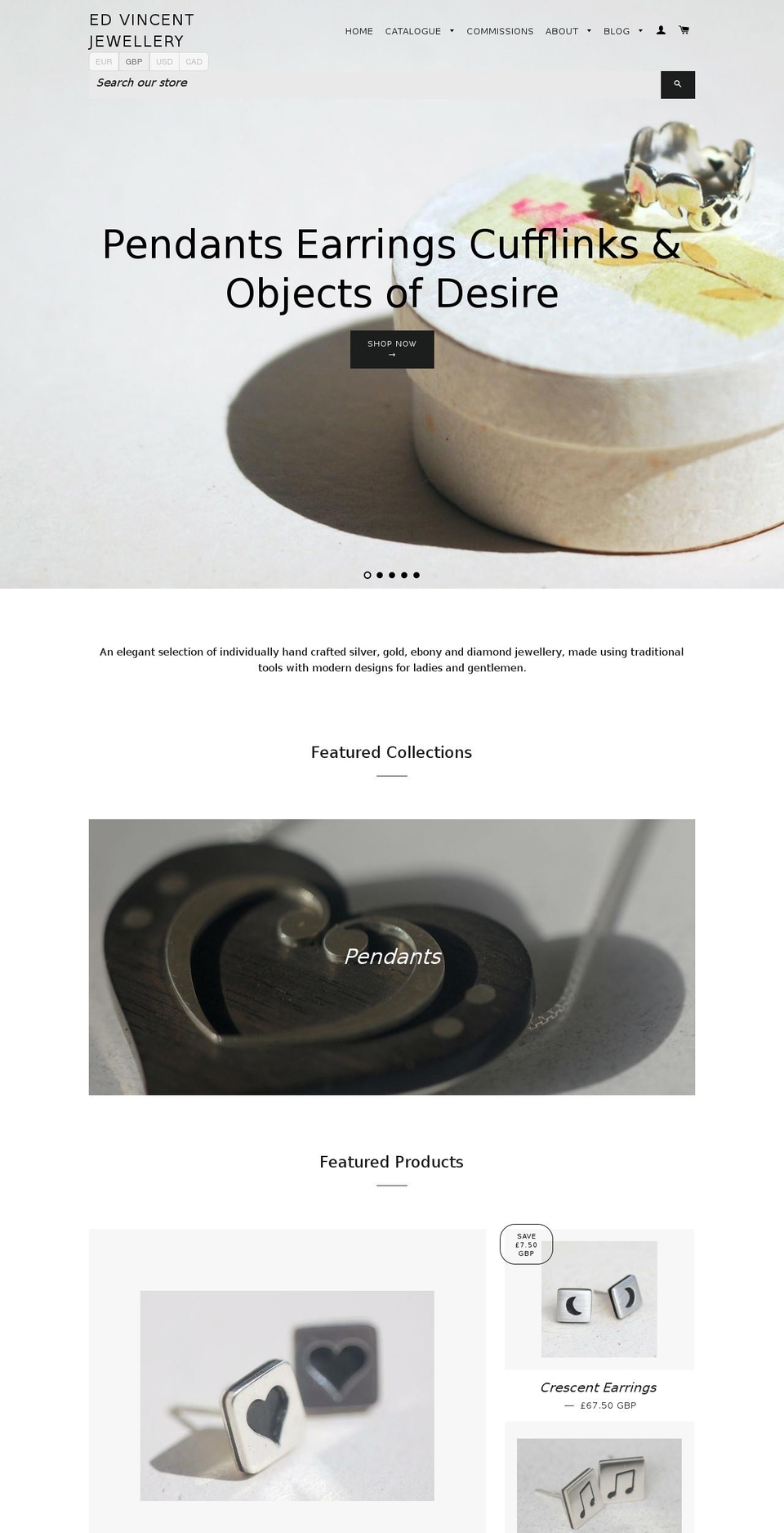 edvincentjewellery.com shopify website screenshot