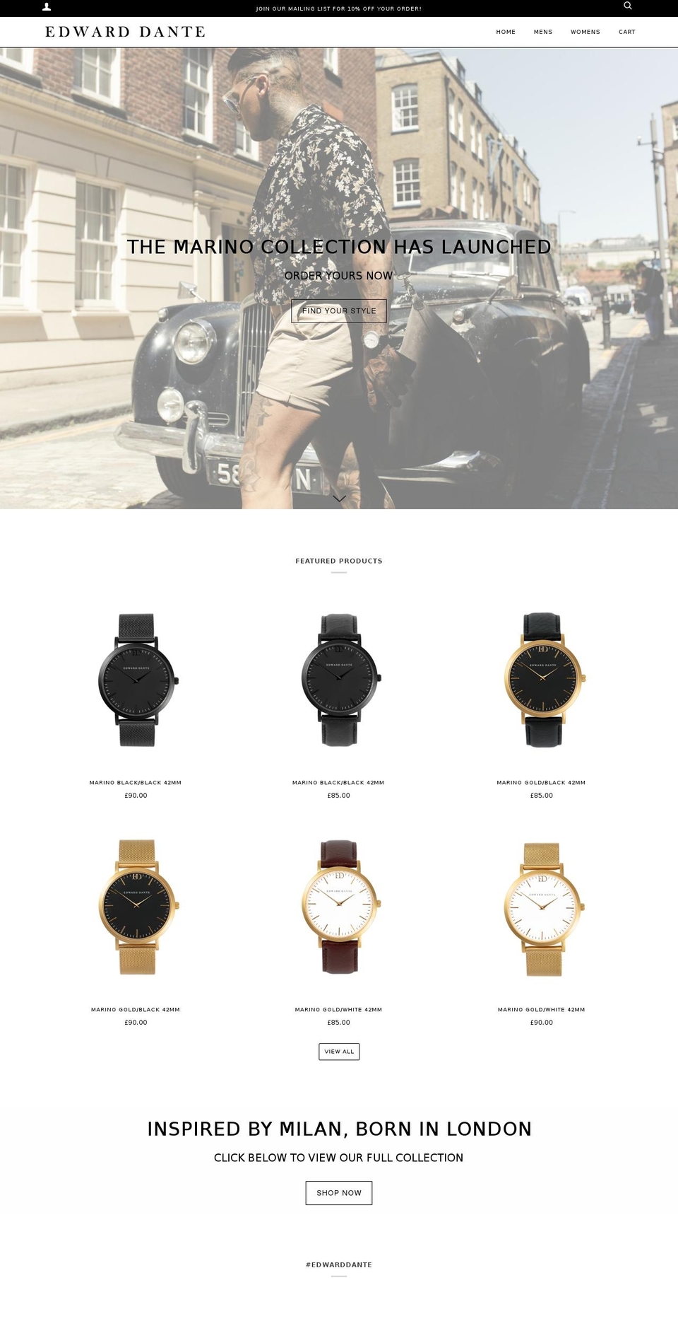 edwarddante.com shopify website screenshot