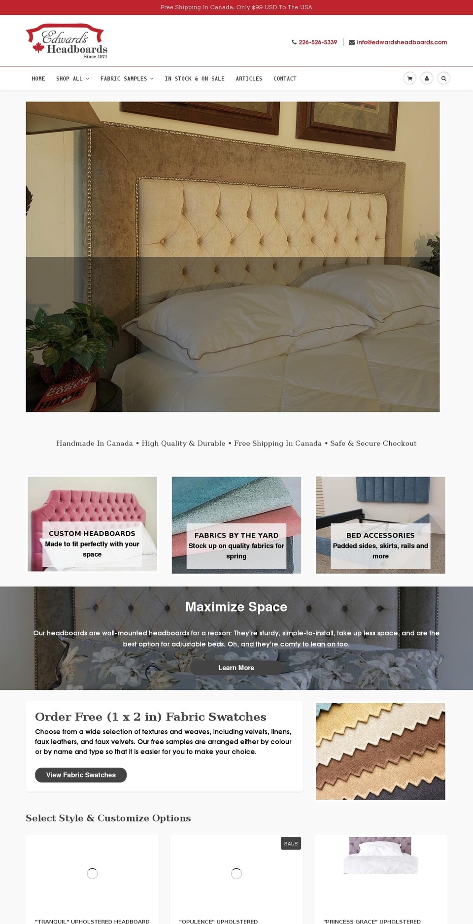 edwardsheadboards.com shopify website screenshot