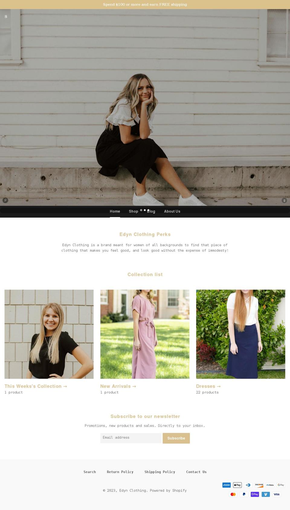 edynclothing.com shopify website screenshot