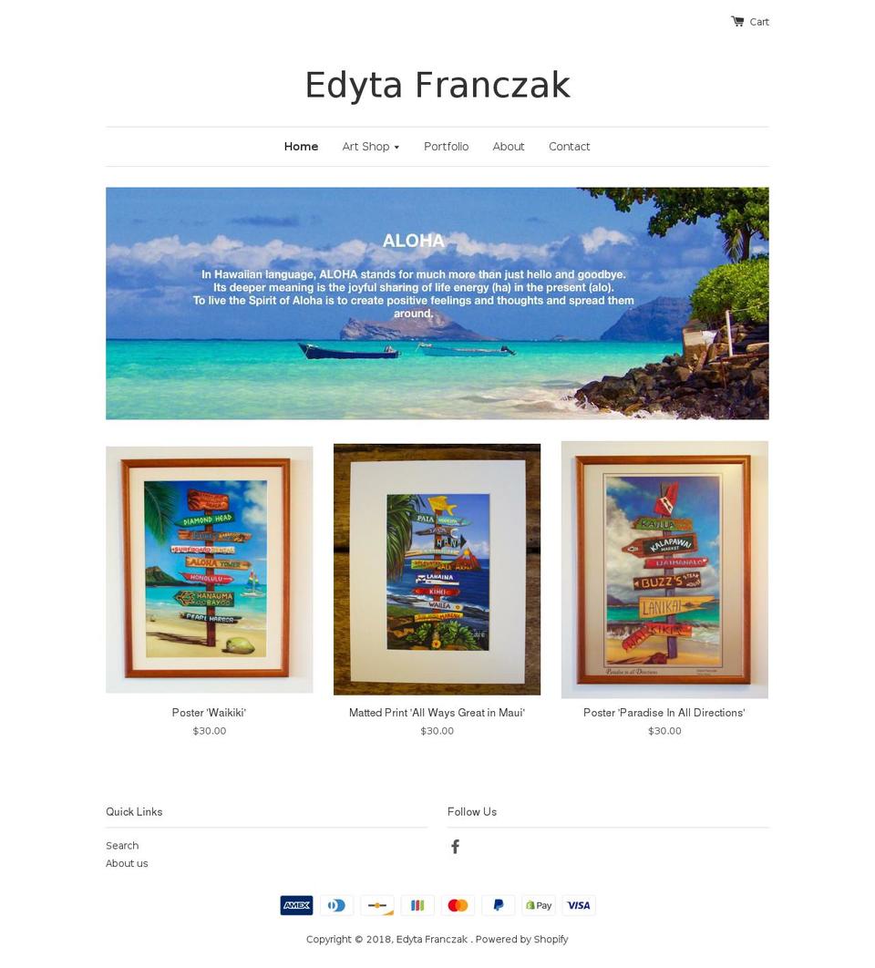 edytafranczak.com — Shopify storefront screenshot