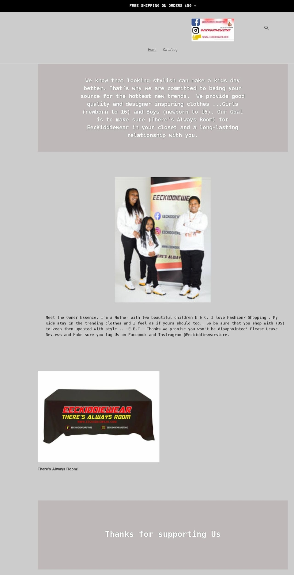 eeckiddiewear.com shopify website screenshot