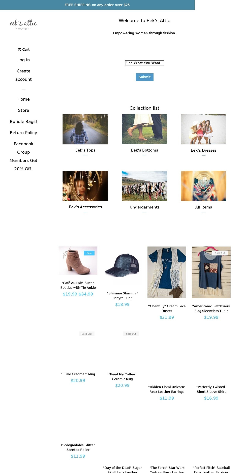eeksattic.com shopify website screenshot