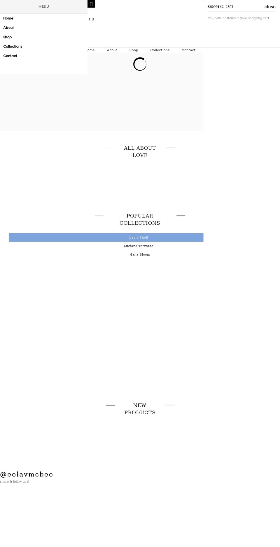 eelavmcbee.com.au shopify website screenshot