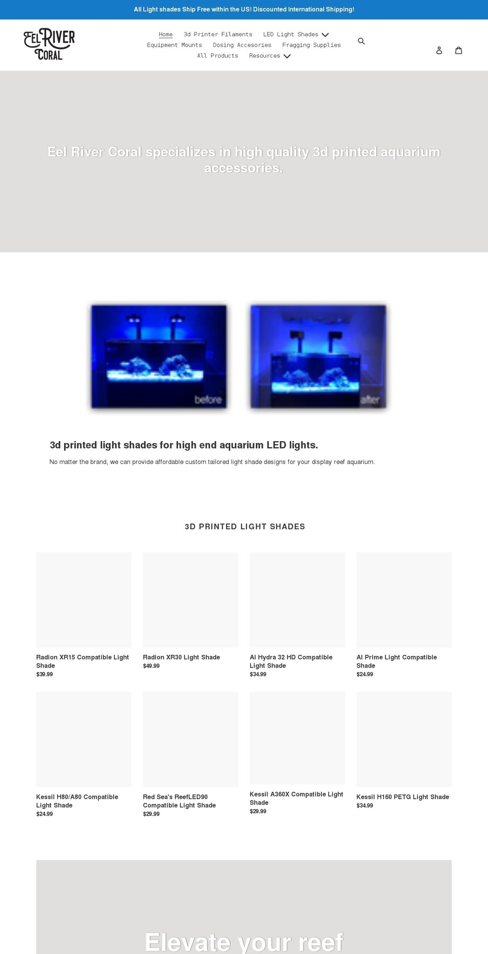 eelrivercoral.com shopify website screenshot